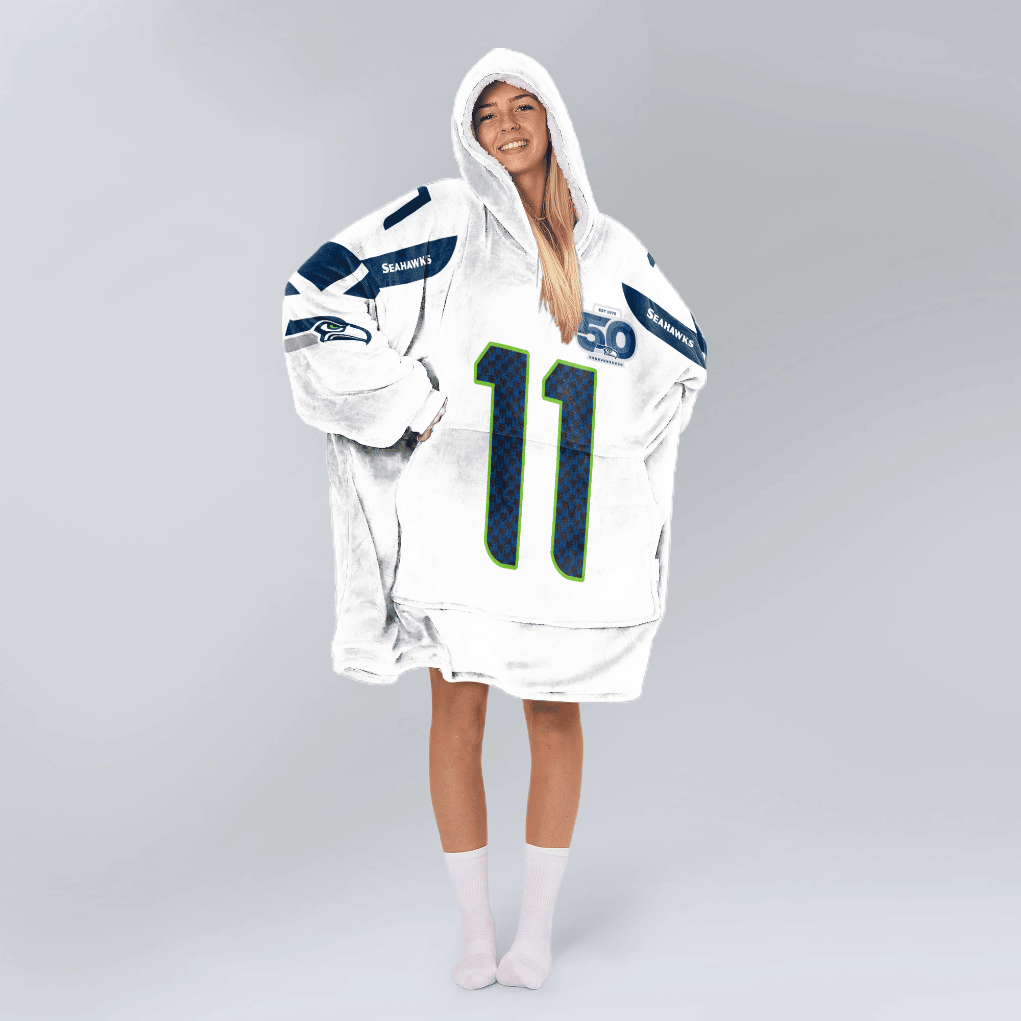 Adult 11 Seattle Football Unisex Blanket Hoodie
