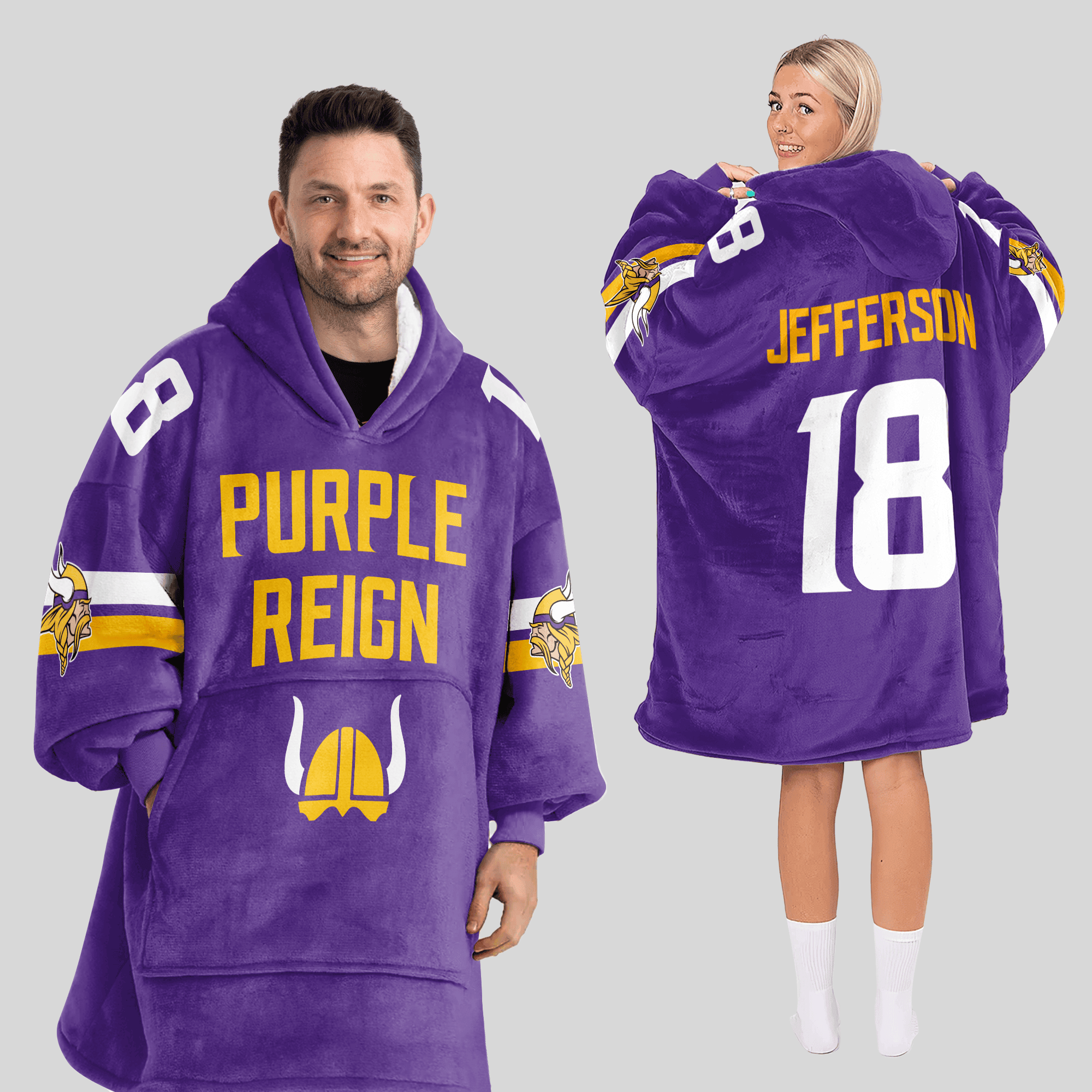 Adult 18 Minnesota Football Unisex Blanket Hoodie