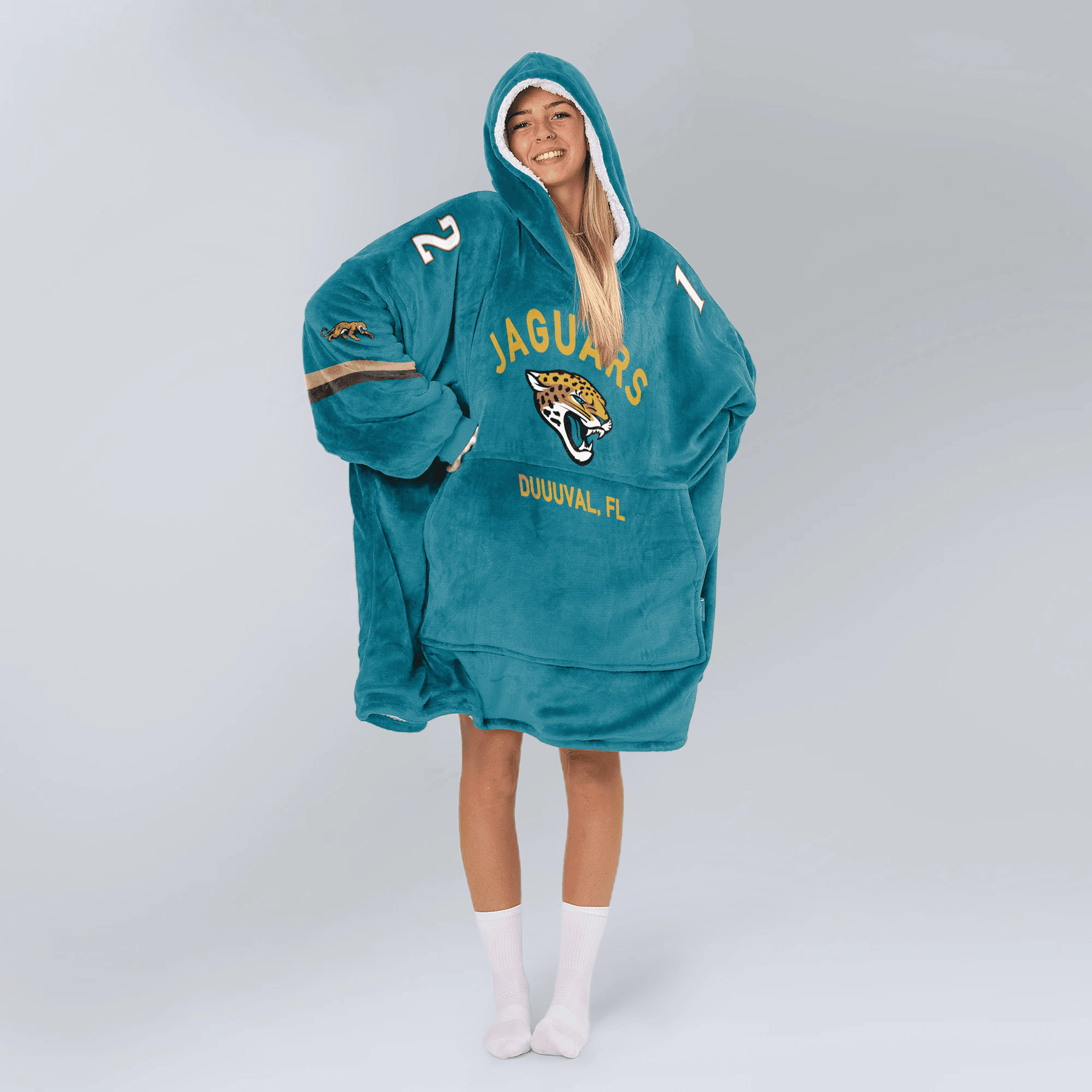 Adult Duuuval 12 Jacksonville Football Unisex Blanket Hoodie