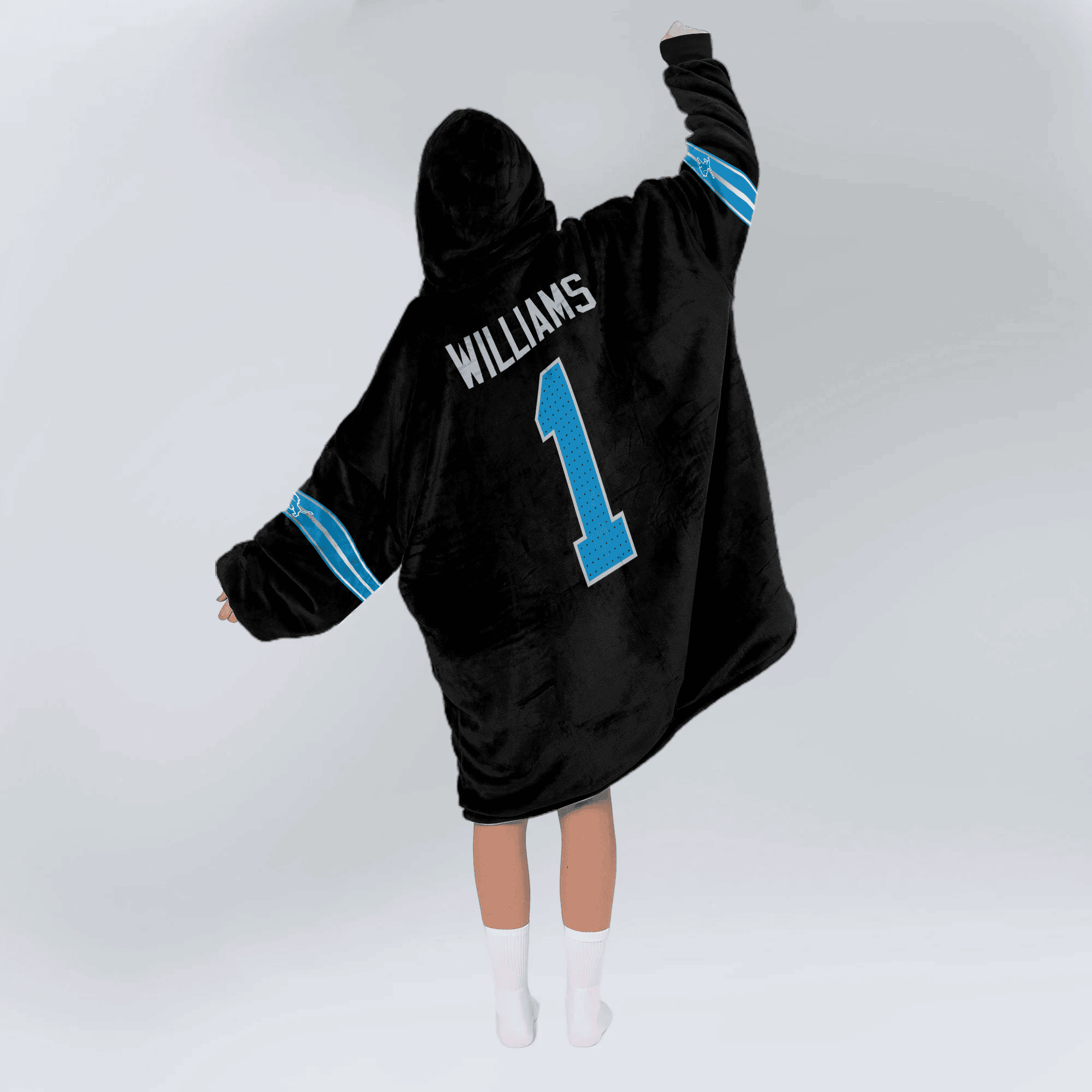 Adult 1 Detroit Football Unisex Blanket Hoodie