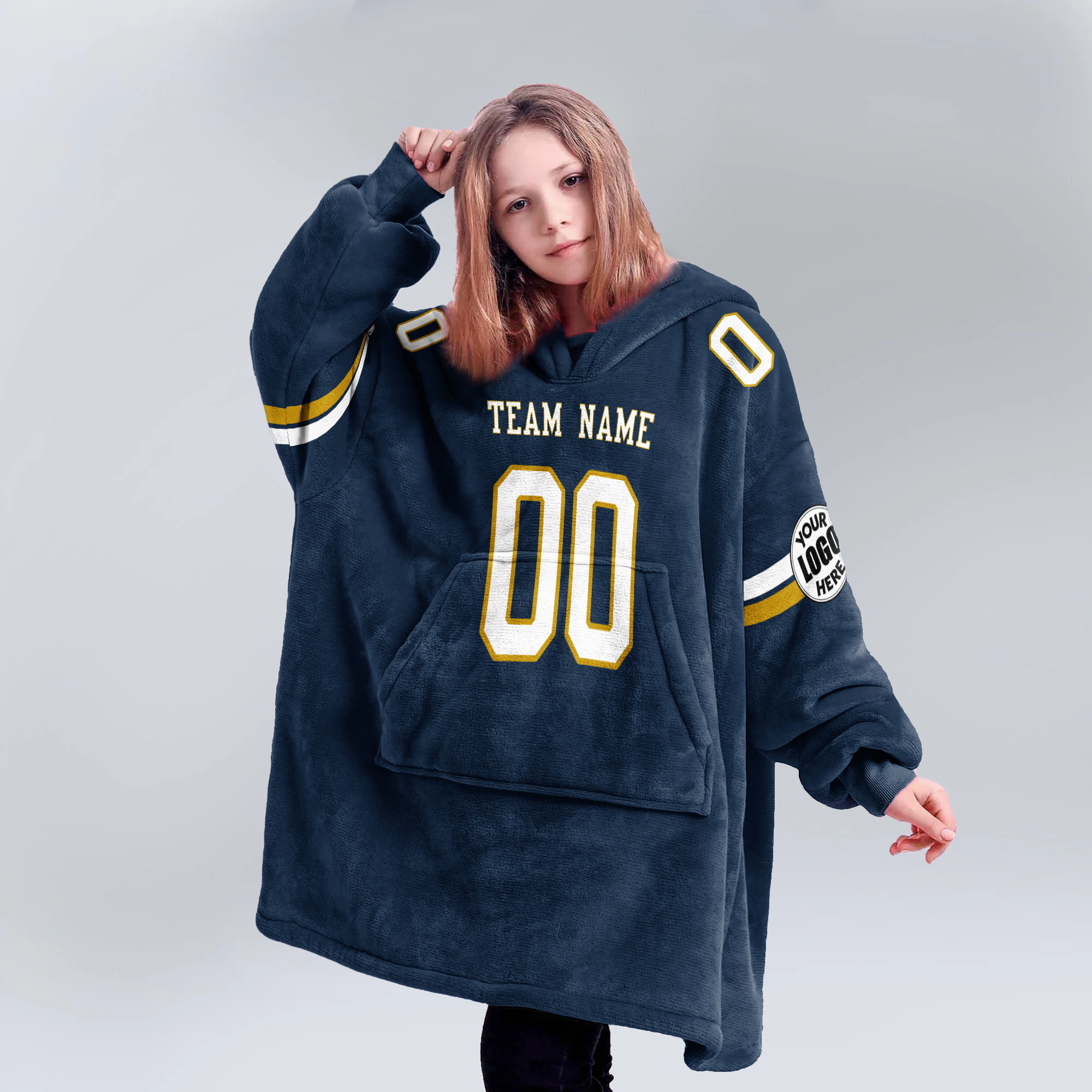 Adult Custom Blanket Hoodie Notre Dame Inspired Color