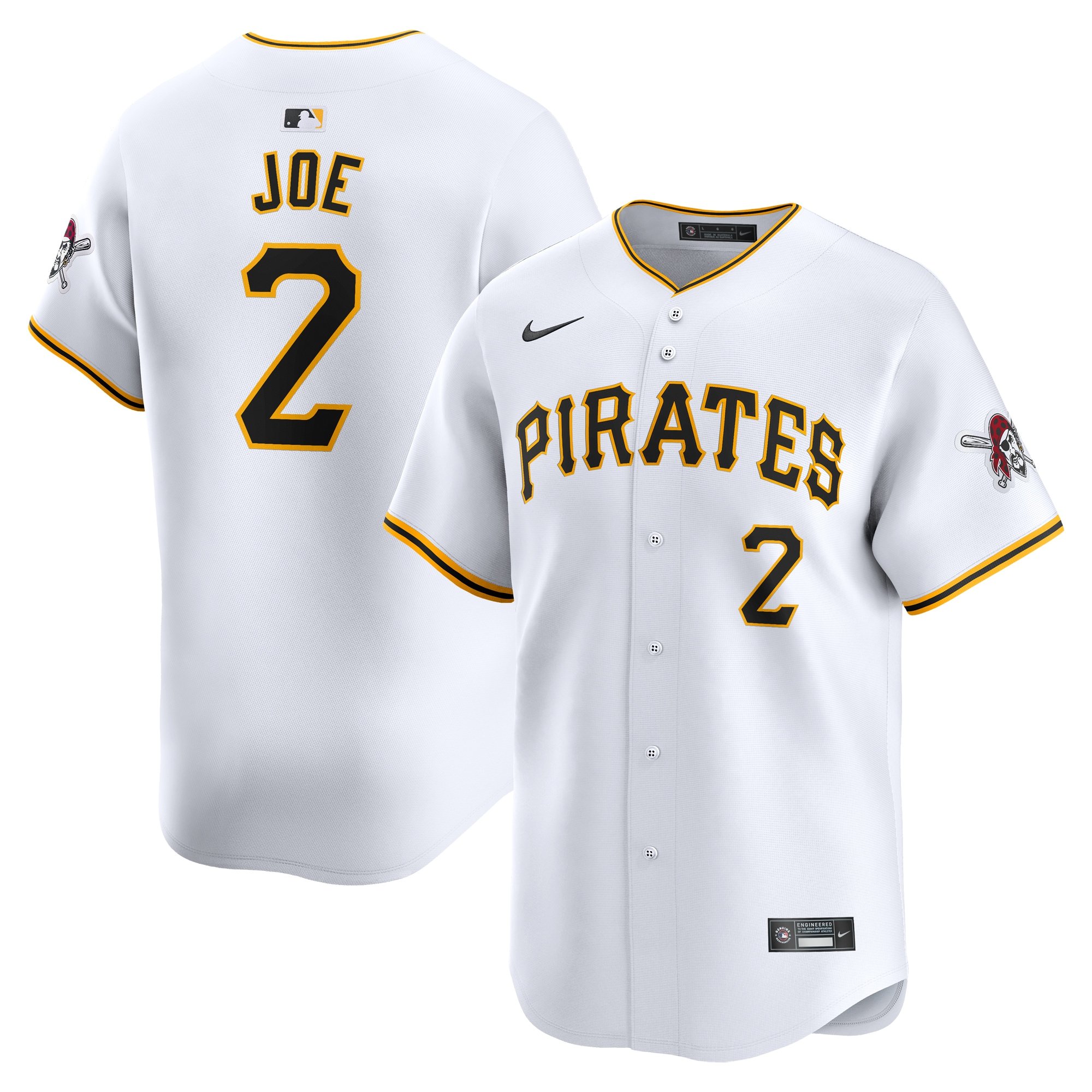 Men's Pittsburgh Pirates Connor Joe  White Home Limited Player Jersey