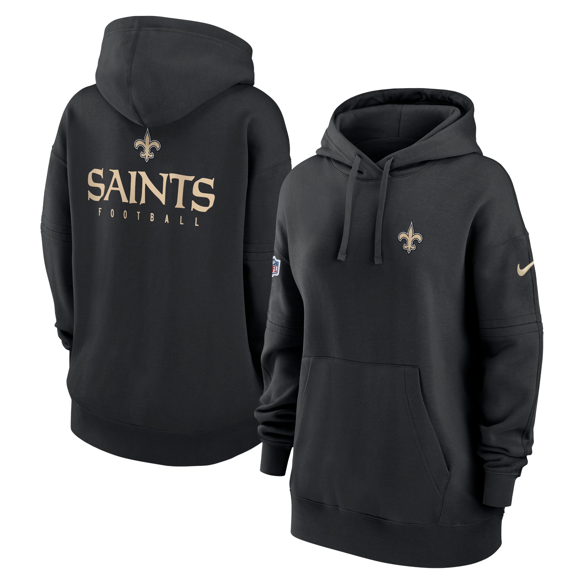 New Orleans Saints  Women's 2023 Sideline Club Fleece Pullover Hoodie - Black