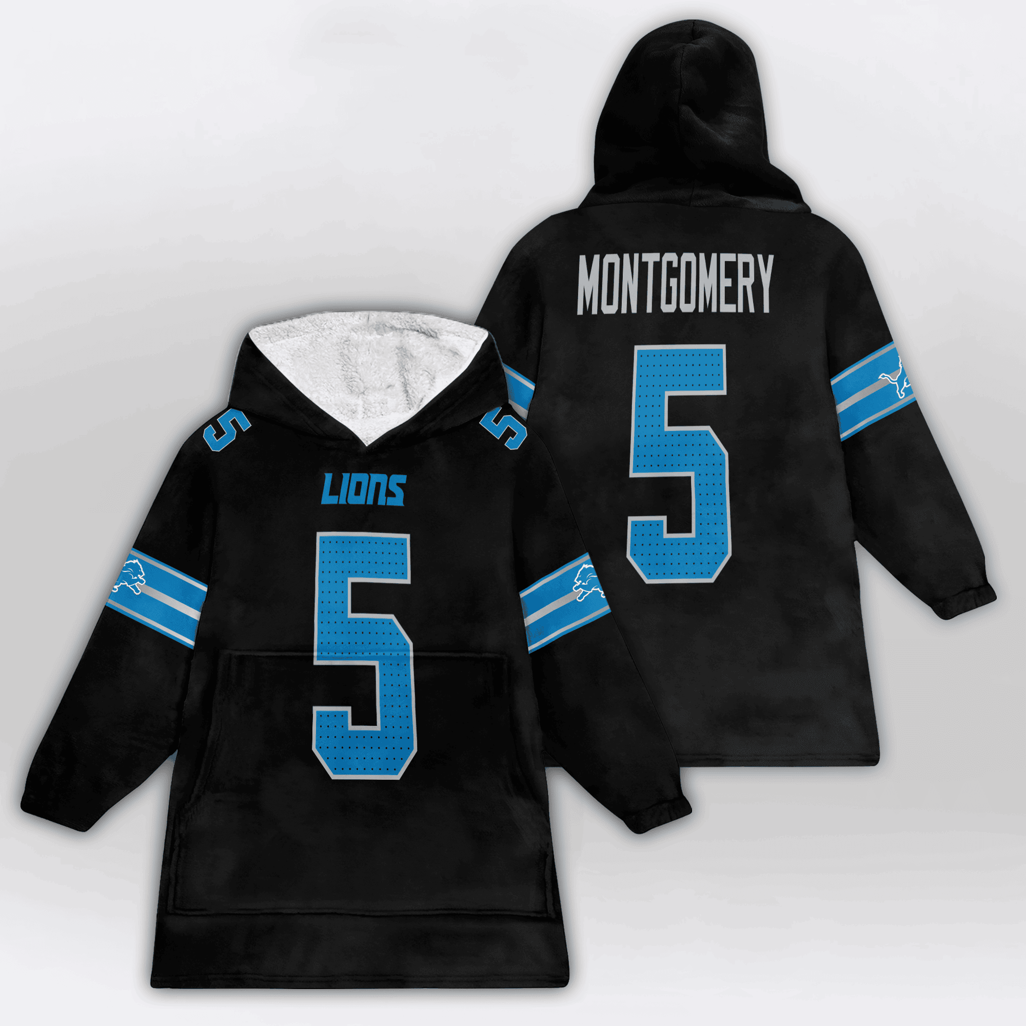 Adult 5 Detroit Football Unisex Blanket Hoodie