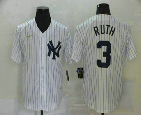Men's New York Yankees #3 Babe Ruth White Throwback Stitched MLB Cool Base  Jersey