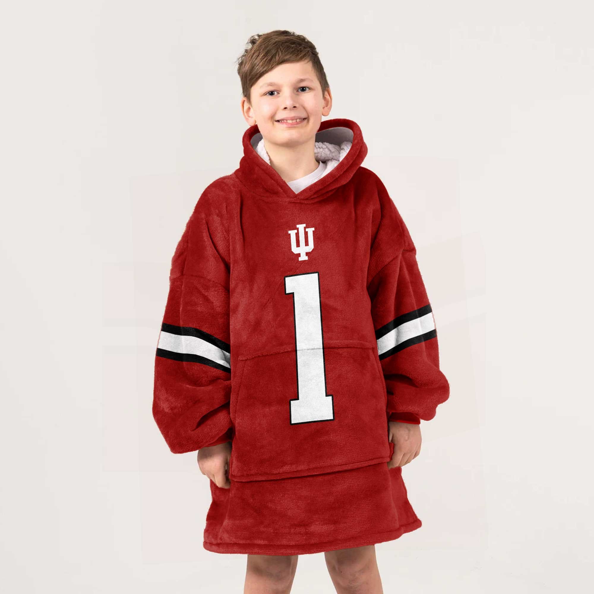 Adult #1 Indiana Football Unisex Blanket Hoodie