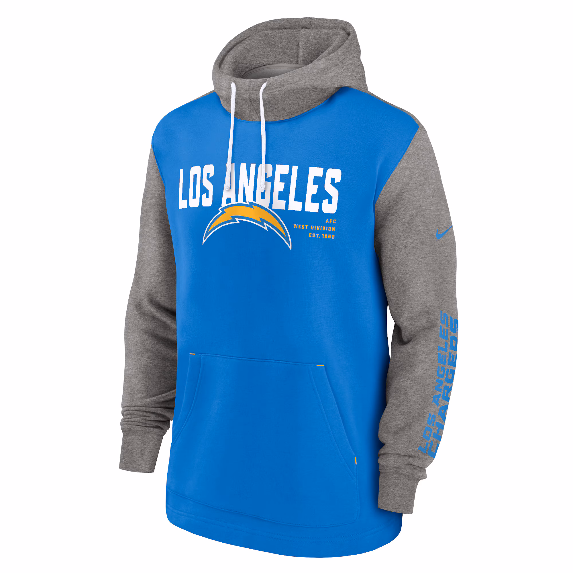 Los Angeles Chargers Fashion Color Block Pullover Hoodie - Powder Blue