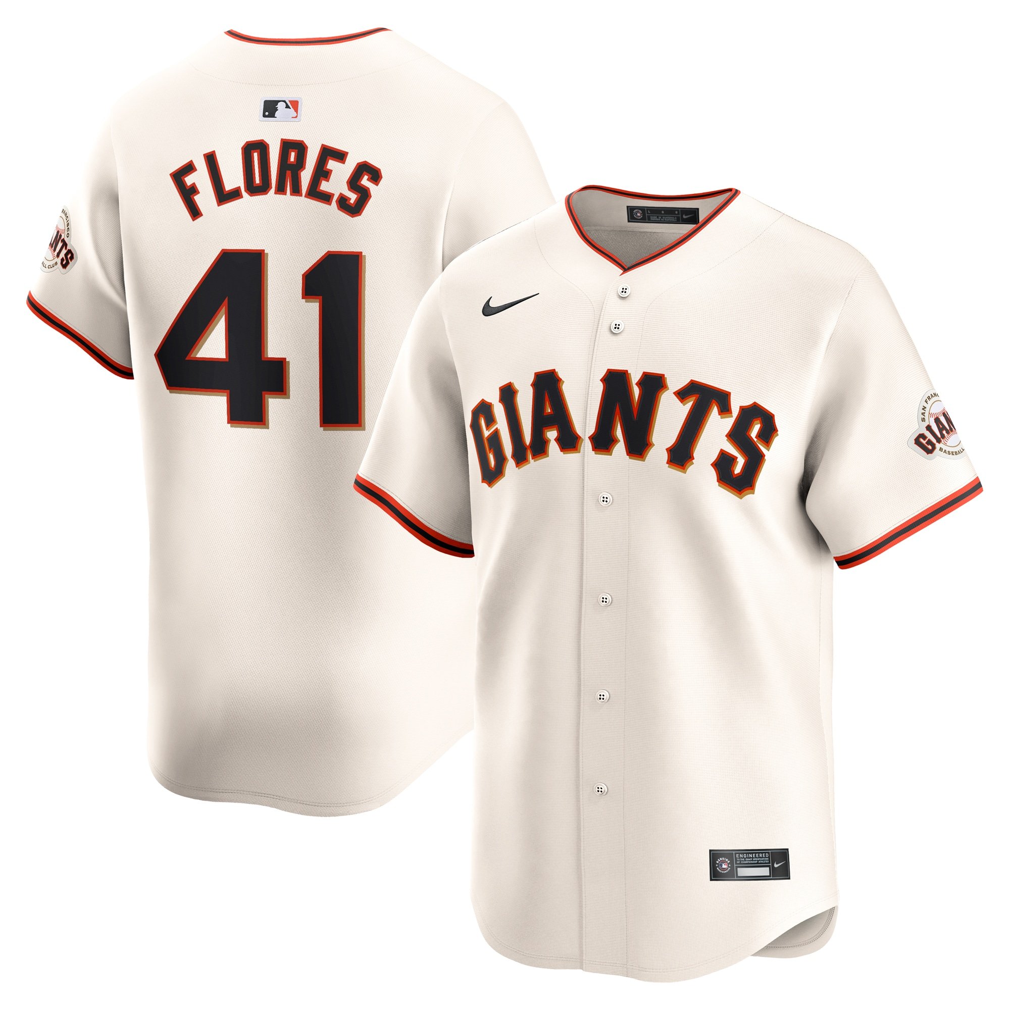 Men's San Francisco Giants Wilmer Flores  Cream Home Limited Player Jersey