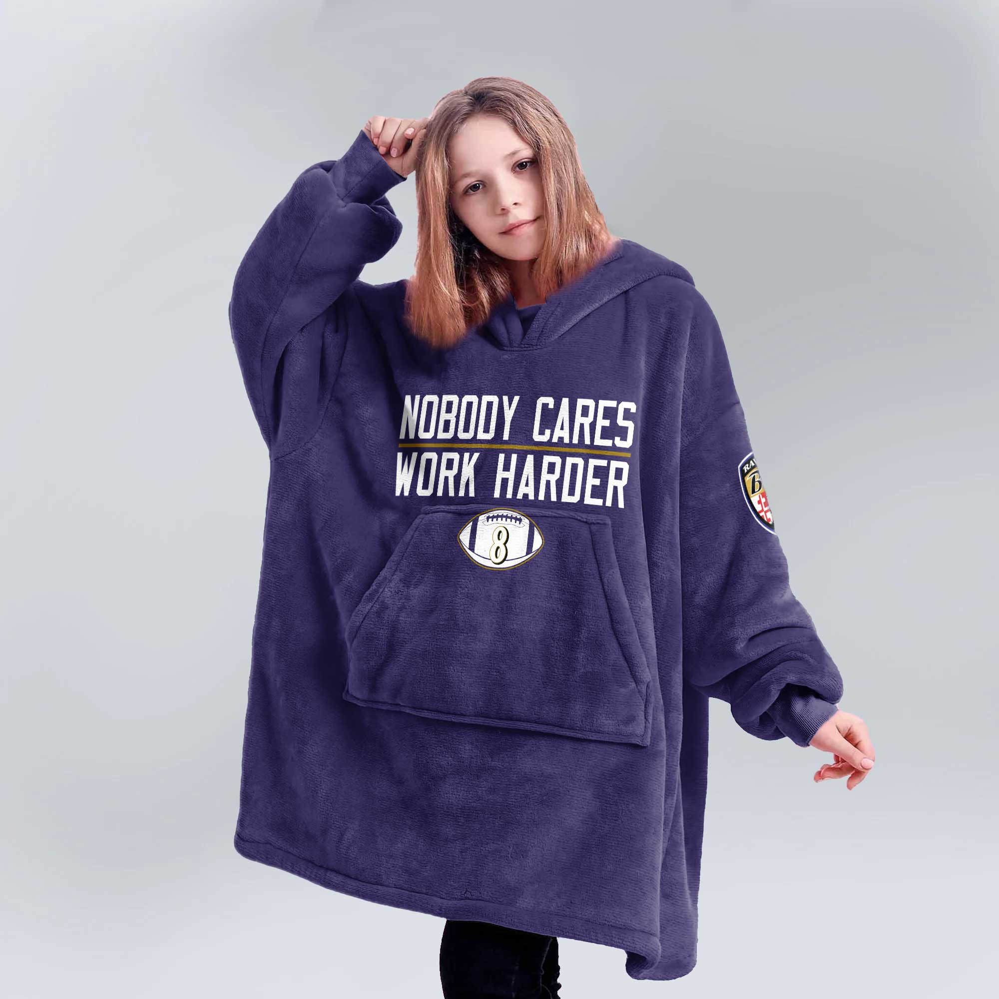 Kid 8 Baltimore Football Unisex Blanket Hoodie