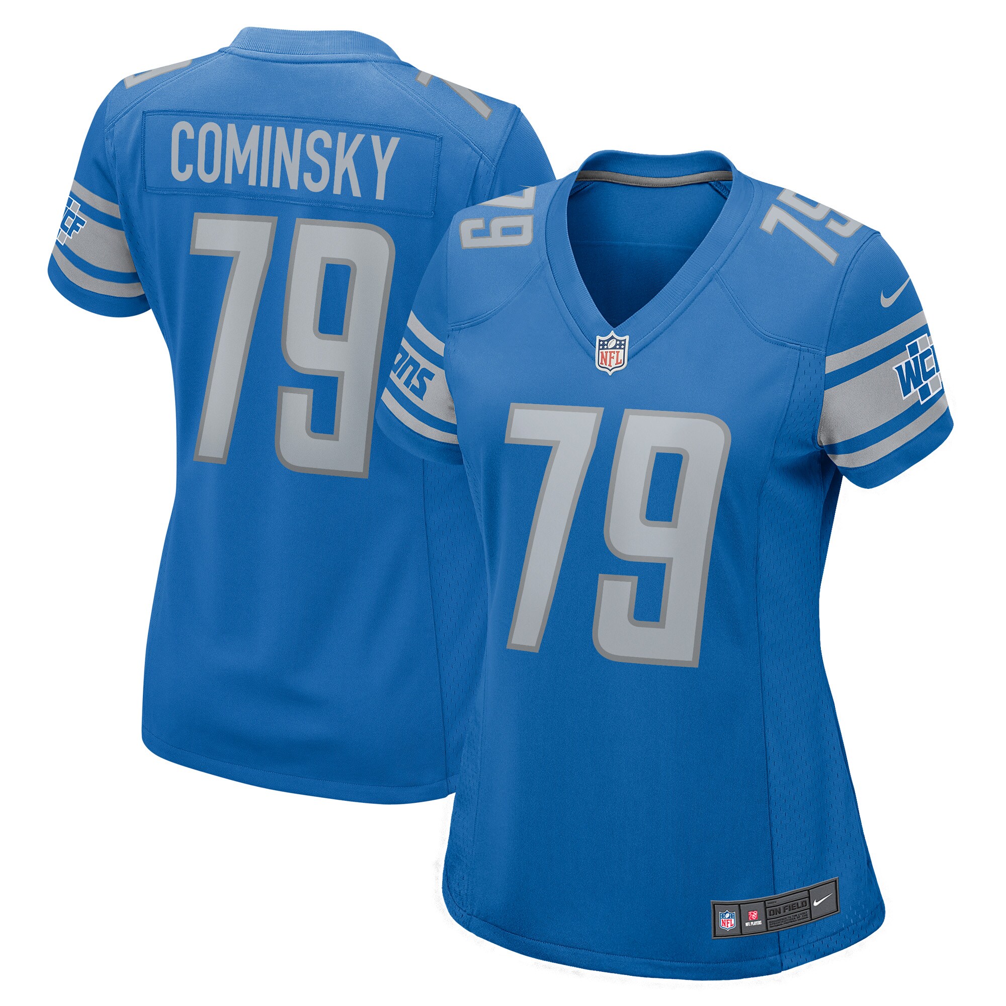 John Cominsky Detroit Lions  Women's Player Game Jersey - Blue
