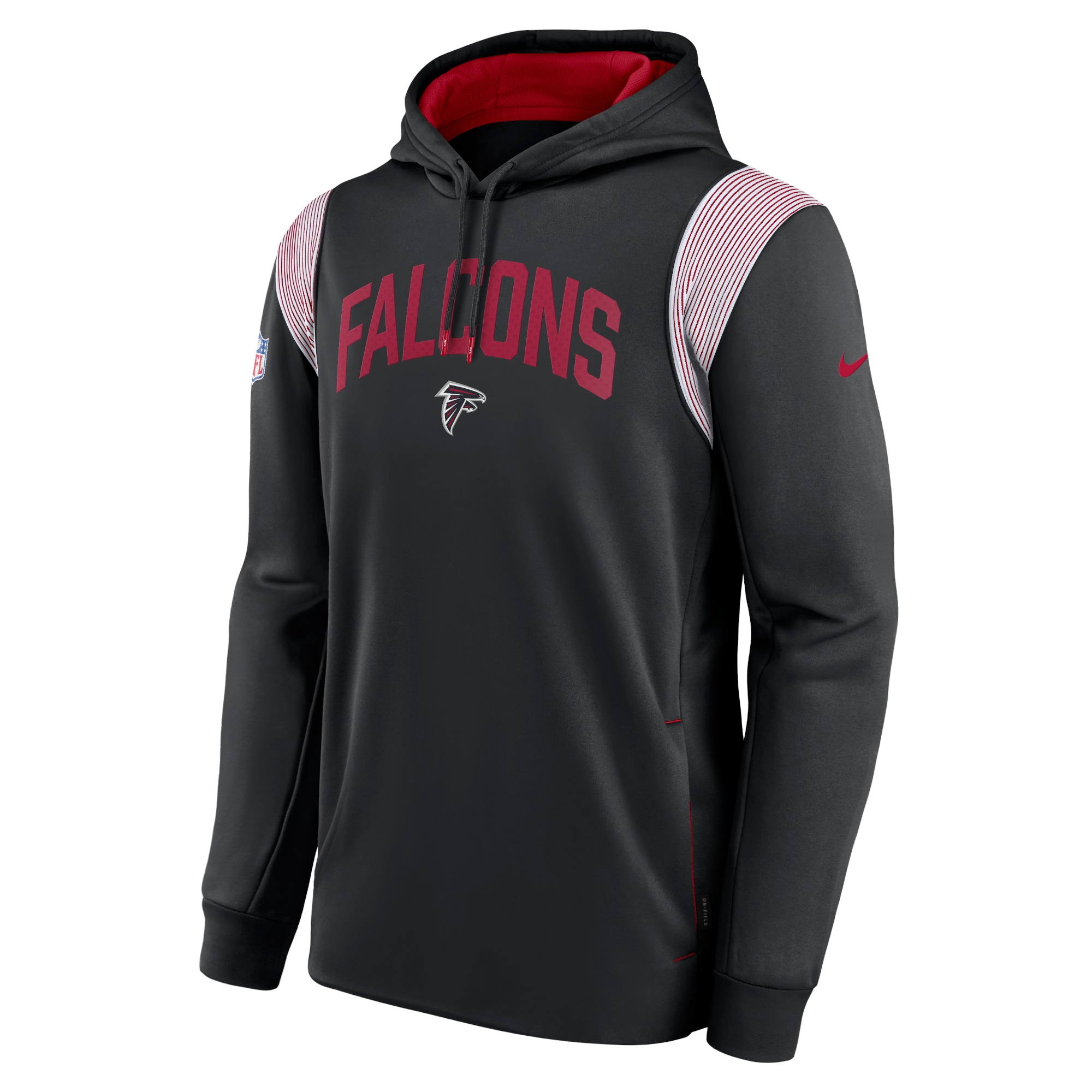 Atlanta Falcons Sideline Athletic Stack Performance Pullover Hoodie - Black