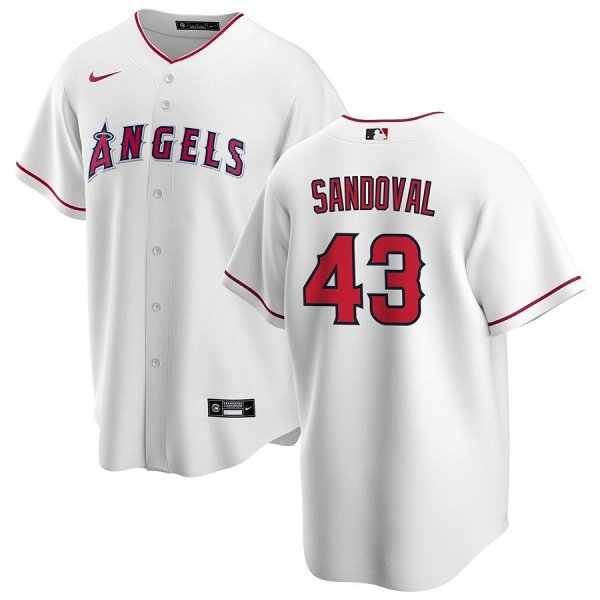 Men's Los Angeles Angels #43 Sandoval Patrick  White Home Replica Jersey