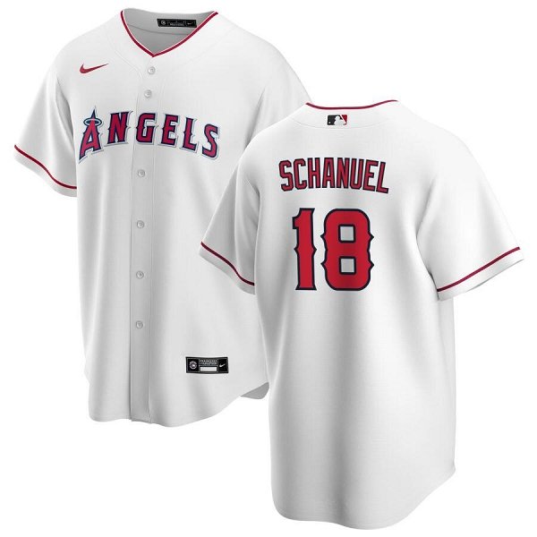 Men's Los Angeles Angels  #18 Schanuel,Nolan White Home Replica Jersey