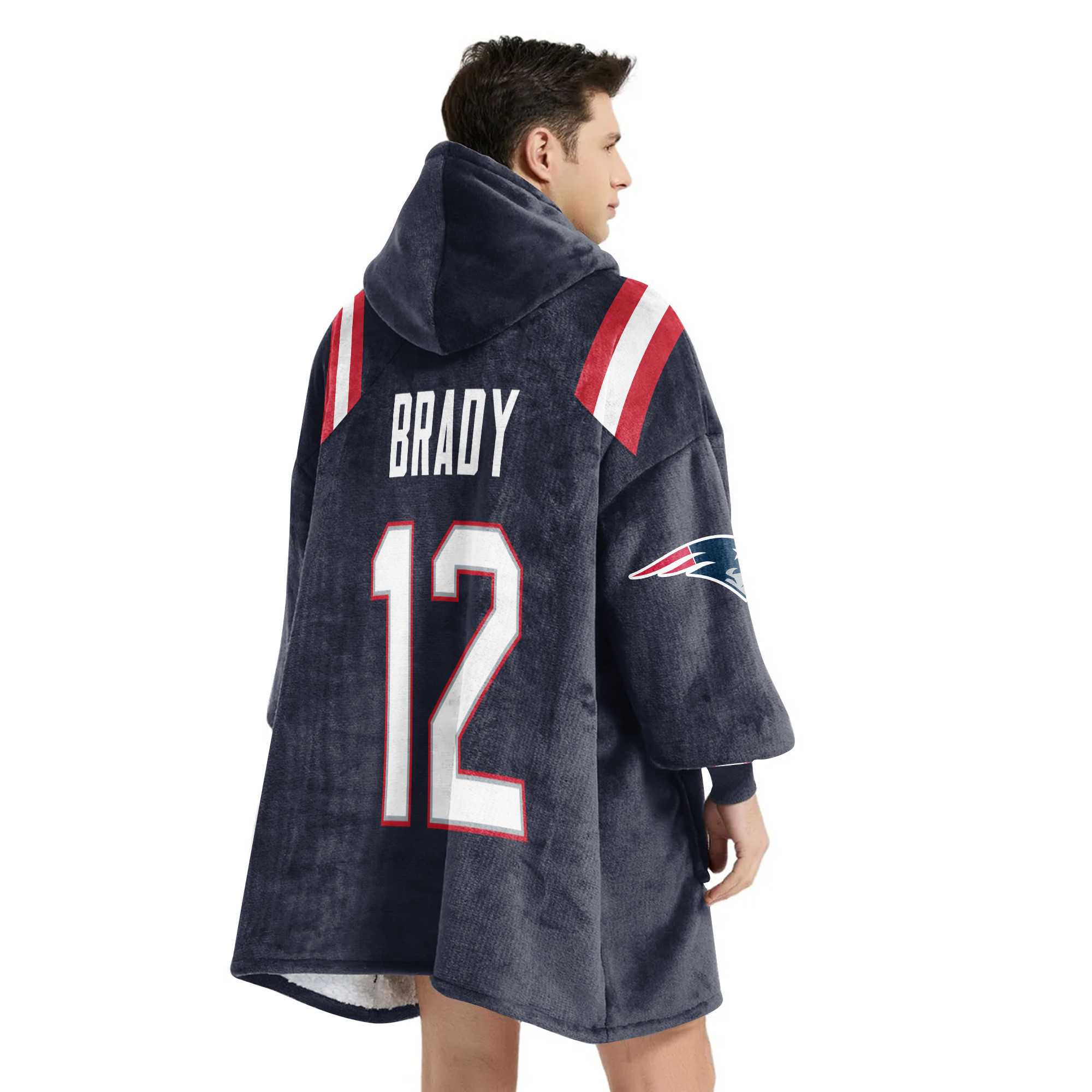 Adult TB 12 New England Football Unisex Blanket Hoodie