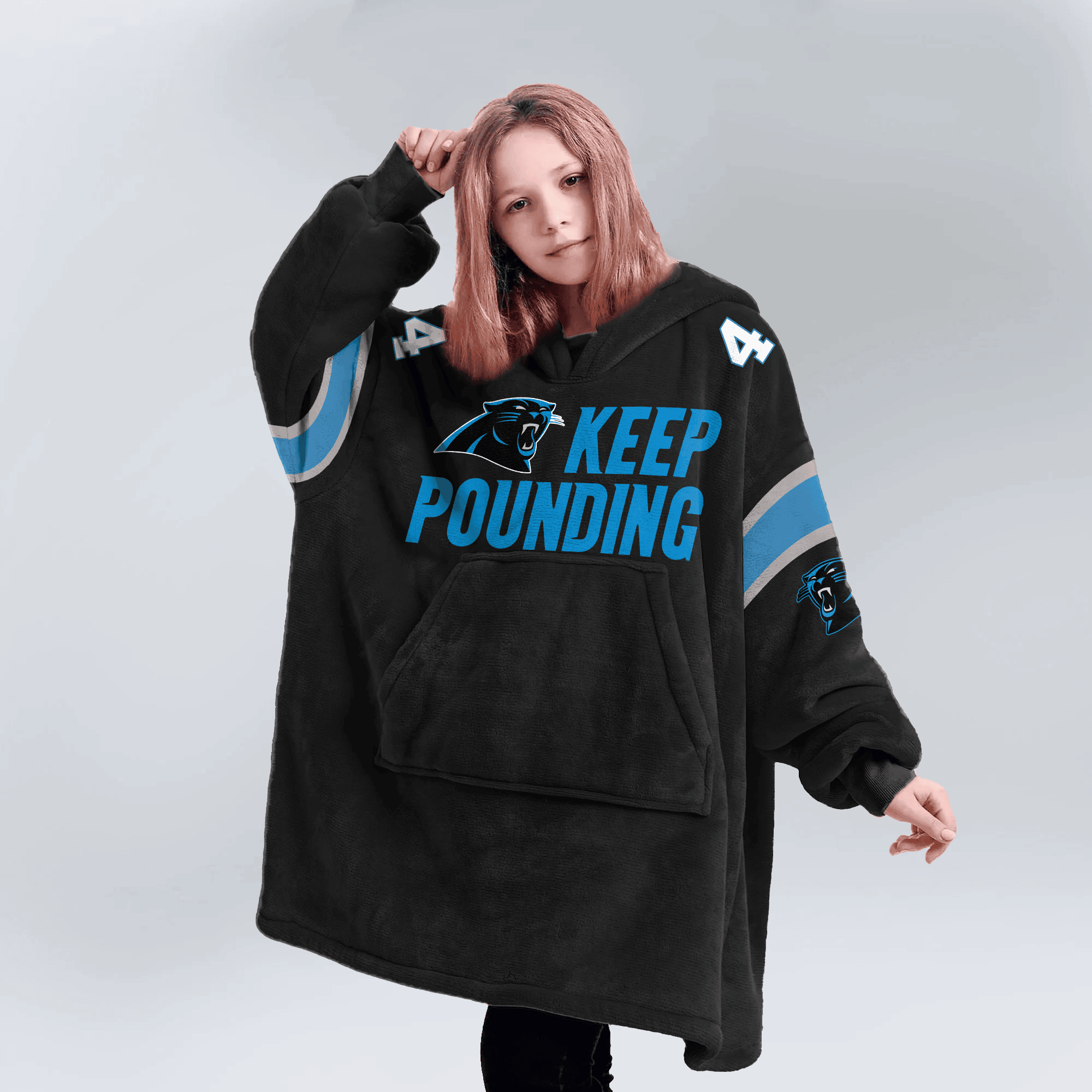 Kid Keep Pounding 4 Carolina Football Unisex Blanket Hoodie