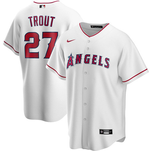 Men's  Los Angeles Angels #27 Mike Trout White Home 2020 MLB Jersey