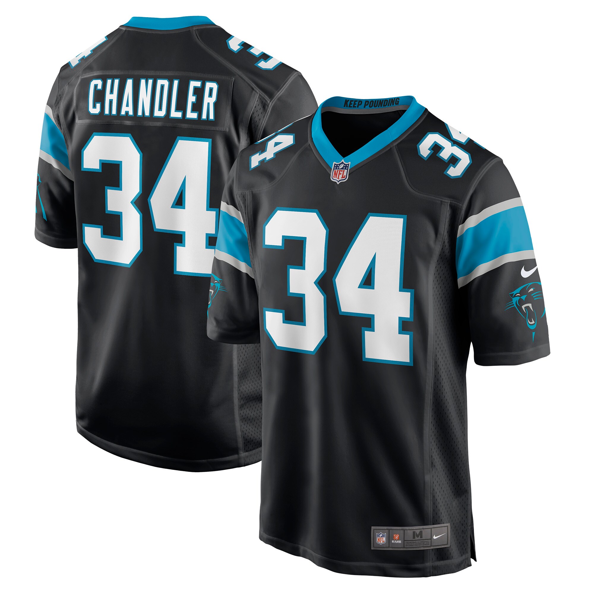 Sean Chandler Carolina Panthers  Game Jersey - Black