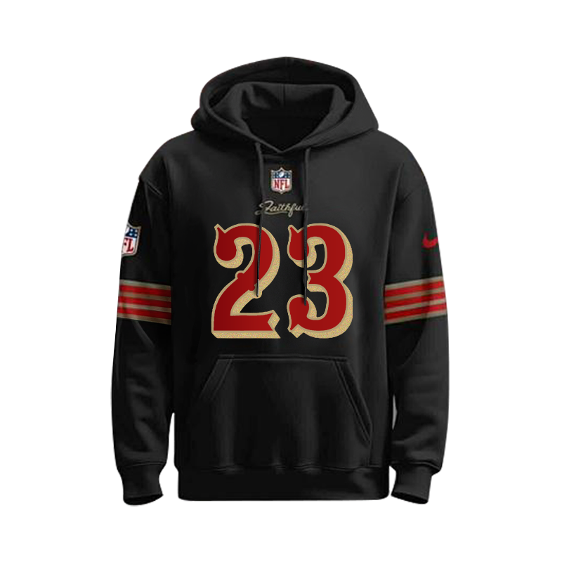 Men's San Francisco 49ers 49ers #23 Christian McCaffrey Black Stitched Hoodie