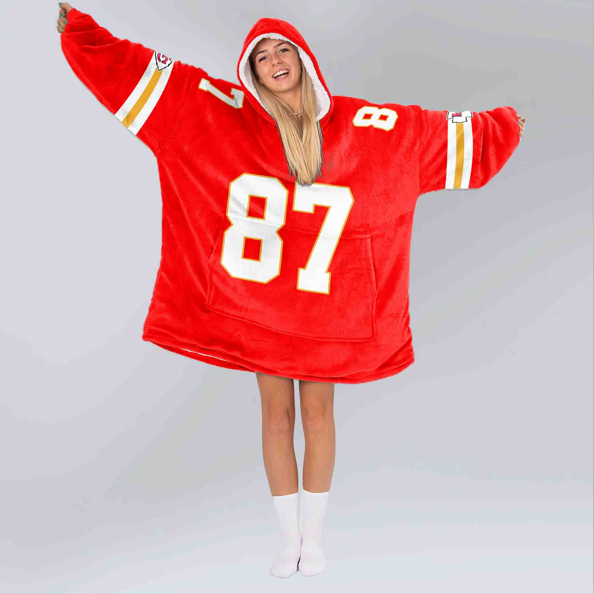 Adult T.K 87 Kansas City Football Unisex Blanket Hoodie