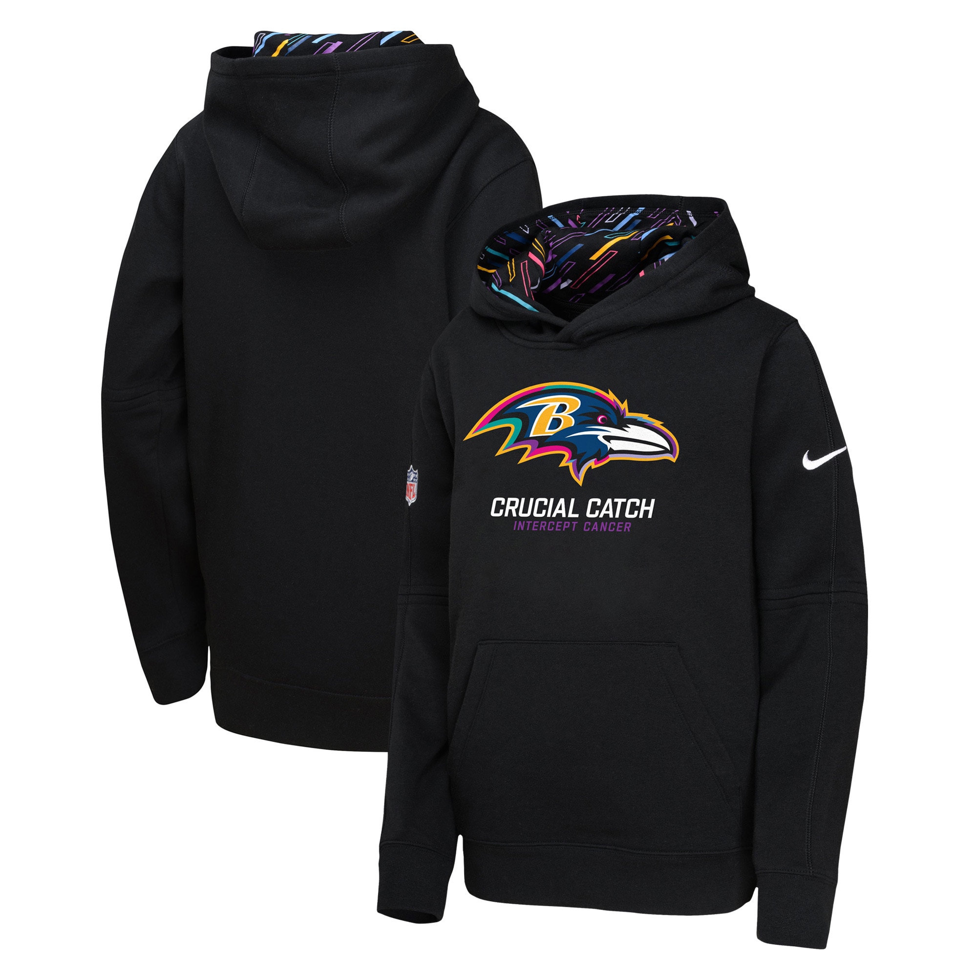 Baltimore Ravens Youth 2024 NFL Crucial Catch Pullover Hoodie - Black