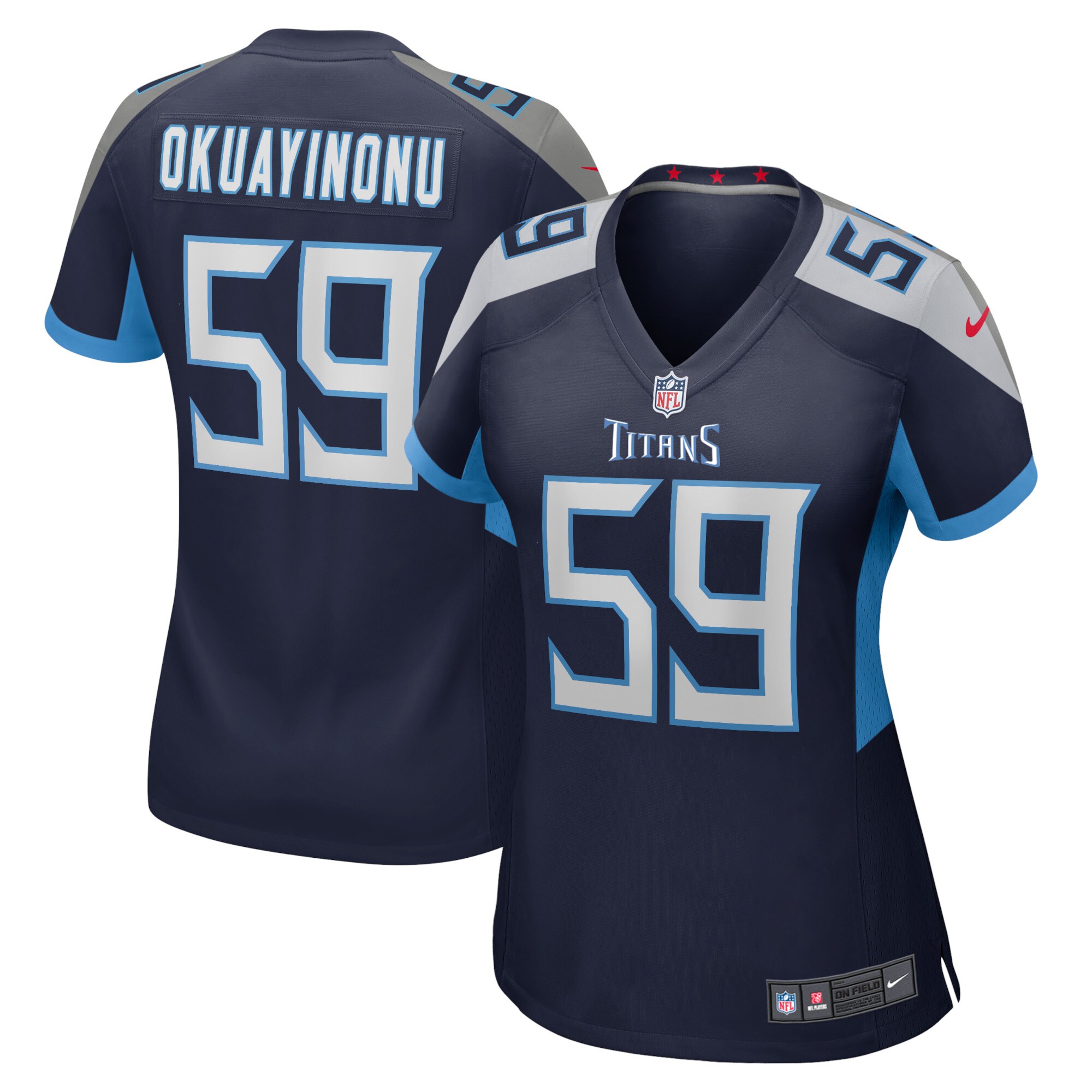 Sam Okuayinonu Tennessee Titans  Women's Home Game Player Jersey - Navy