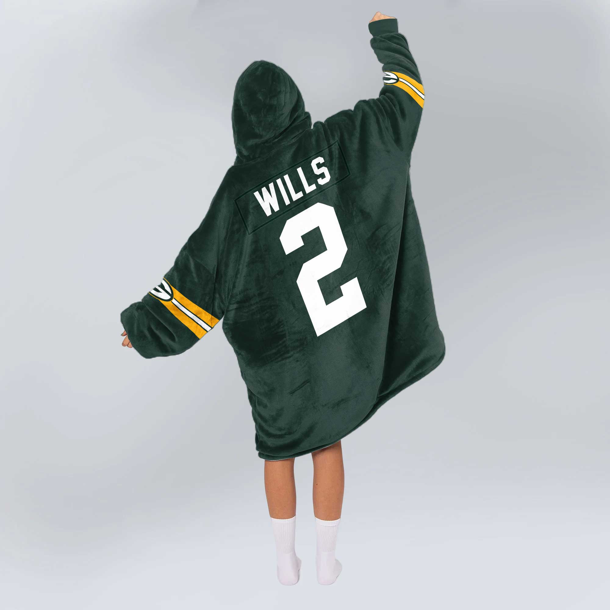 Adult 2 Green Bay Football Unisex Blanket Hoodie