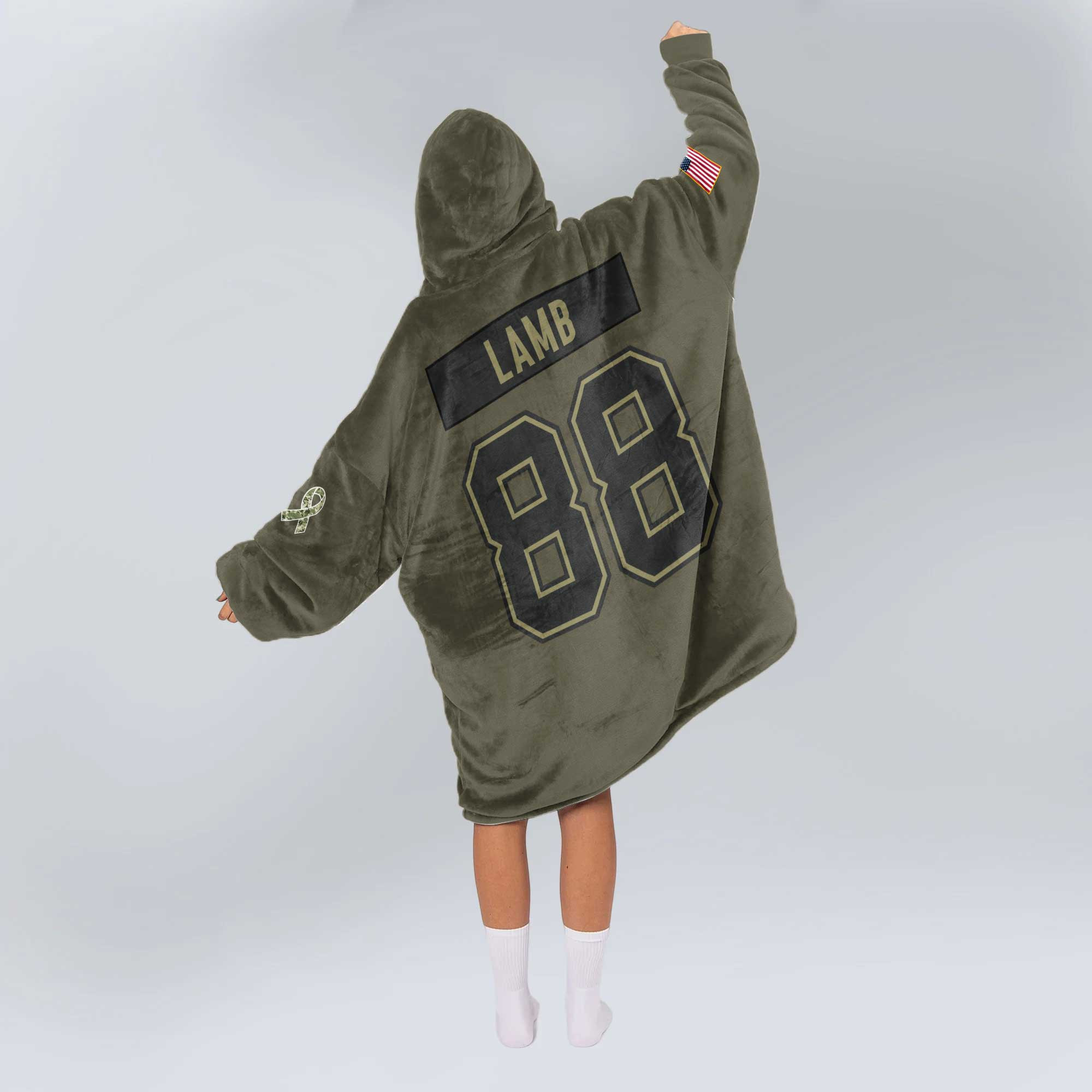 Adult C.L 88 Dallas Football Blanket Hoodie – Olive Salute to Service