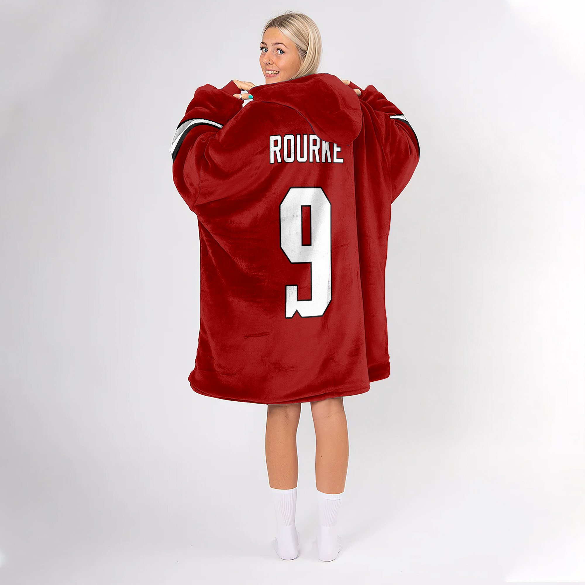 Adult #9 Indiana Football Unisex Blanket Hoodie