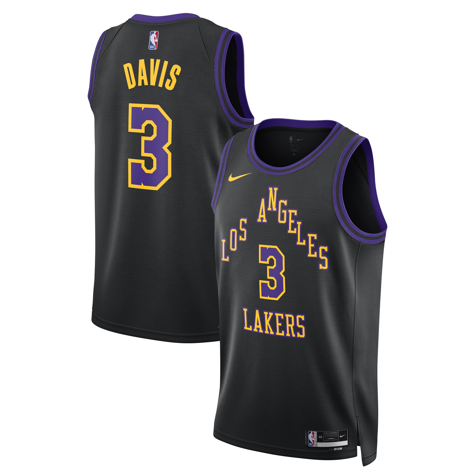 Unisex Los Angeles Lakers Anthony Davis  Black 2023/24 Swingman Jersey - City Edition