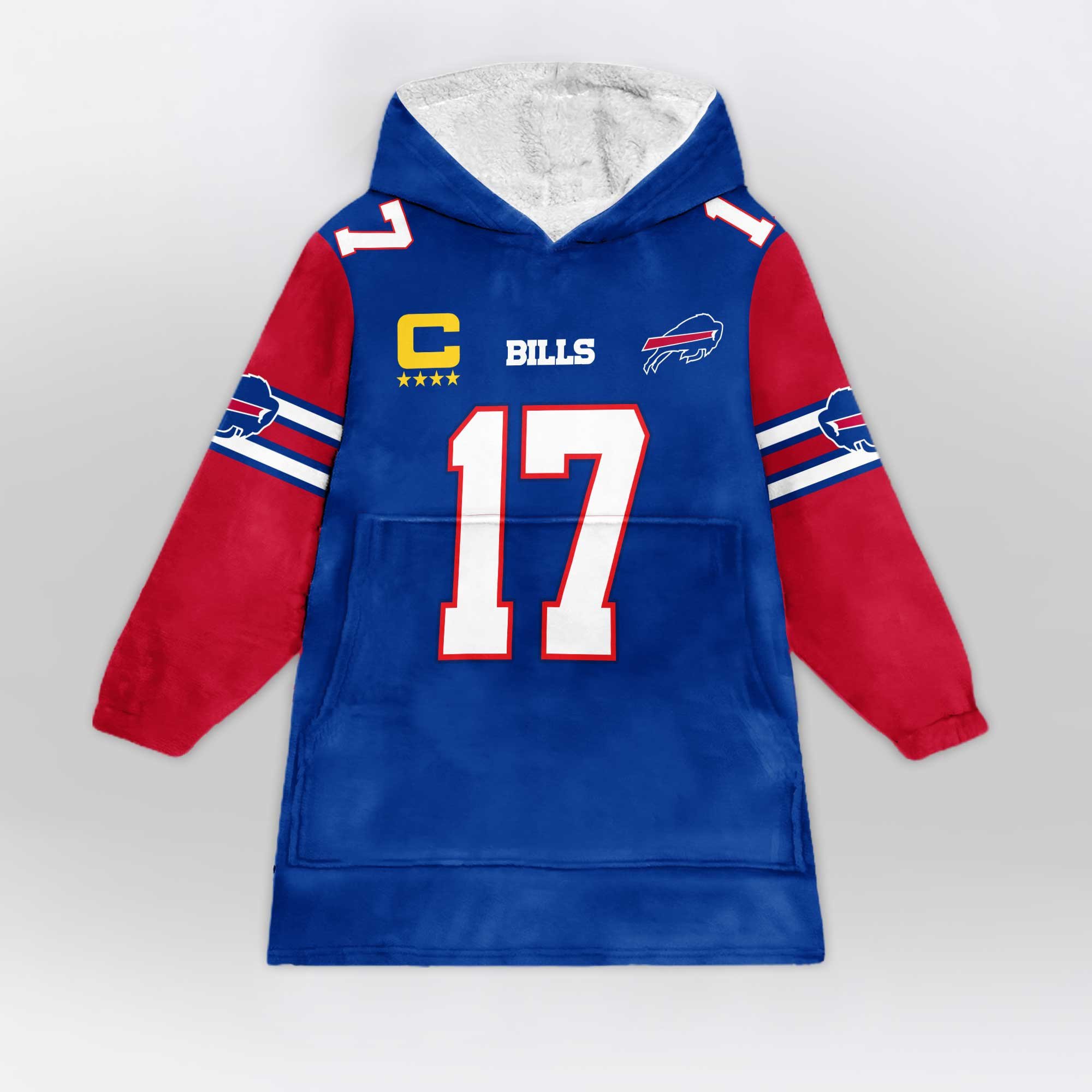 Adult 17 Buffalo Football Unisex Blanket Hoodie