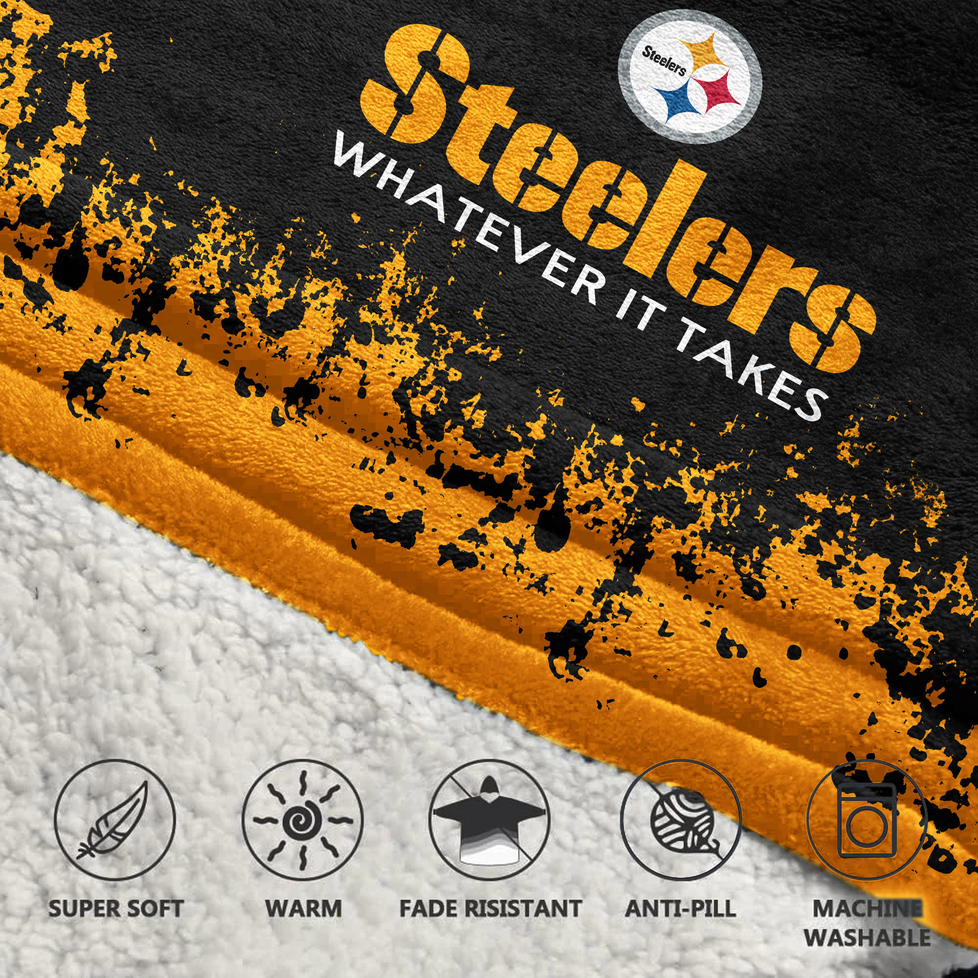 Adult Terrible Towel Pittsburgh Football Unisex Blanket Hoodie