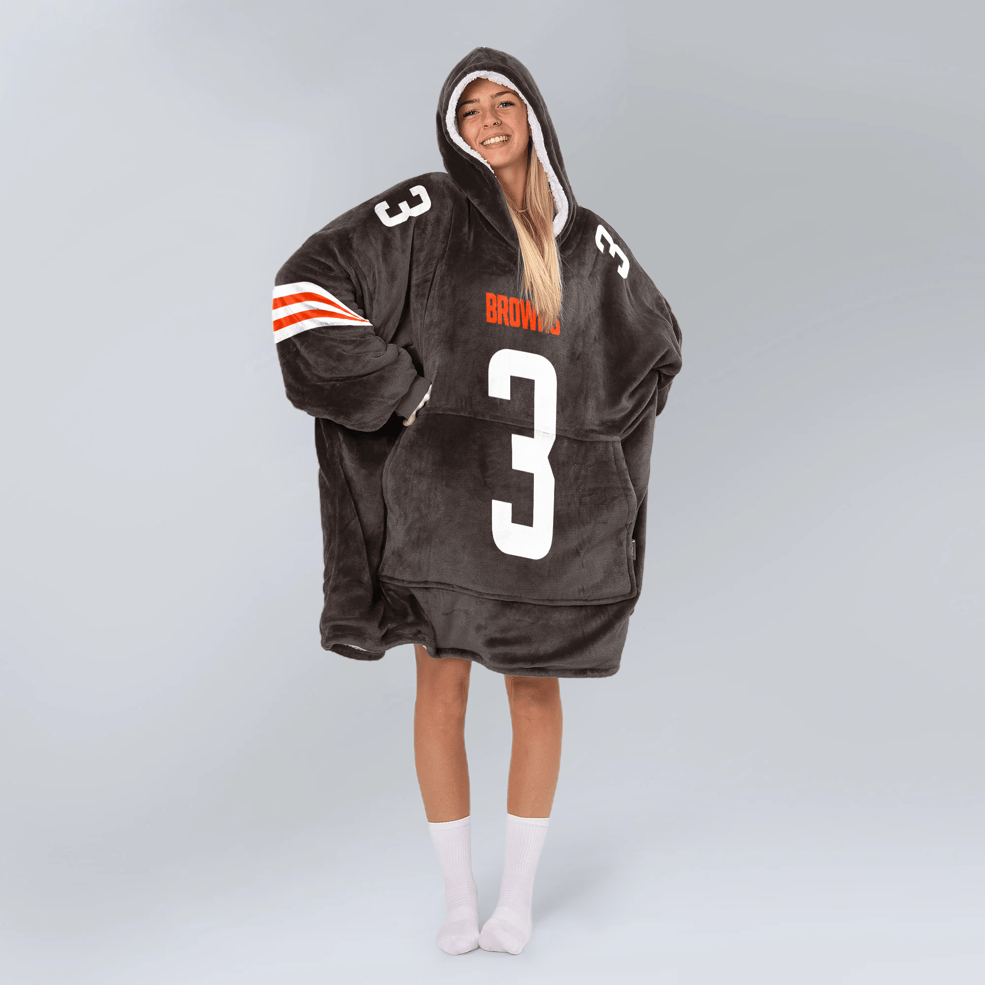 Adult J.J 3 Cleveland Football Unisex Blanket Hoodie