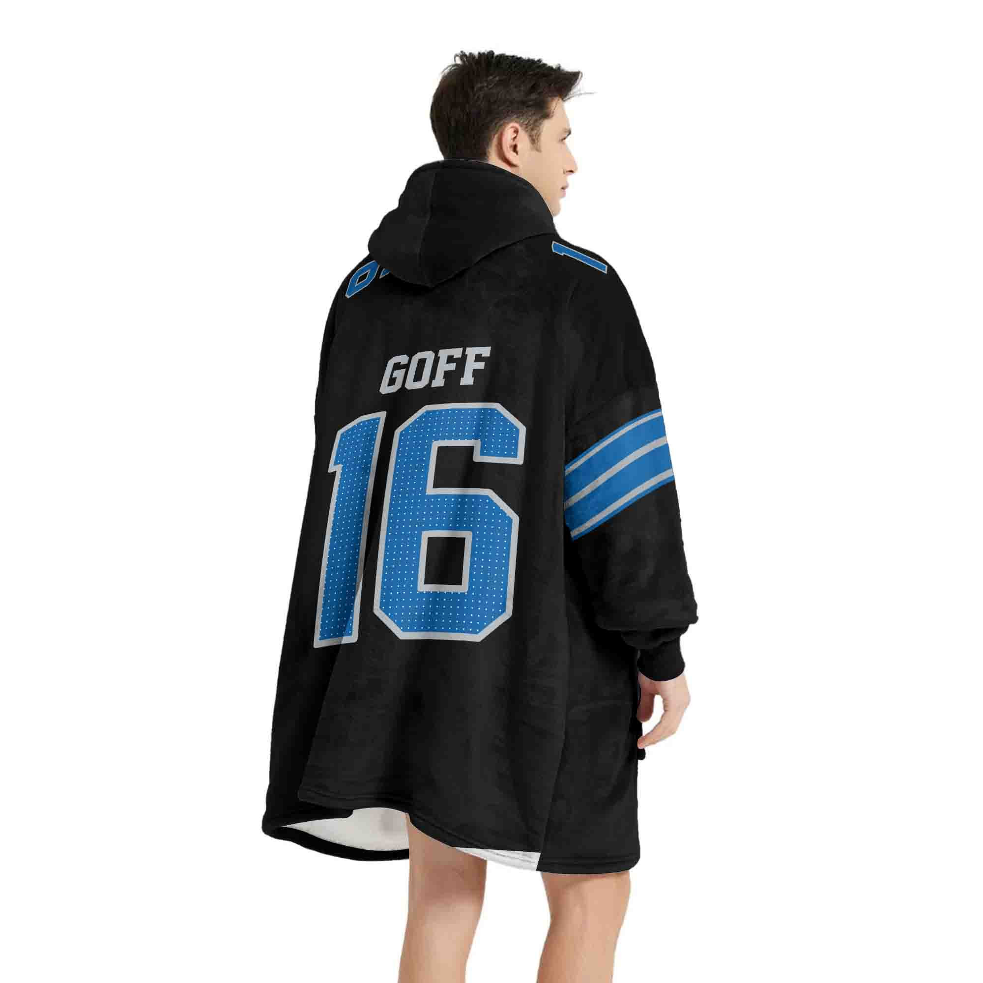 Adult Quarterback No 16 Detroit Football Unisex Blanket Hoodie