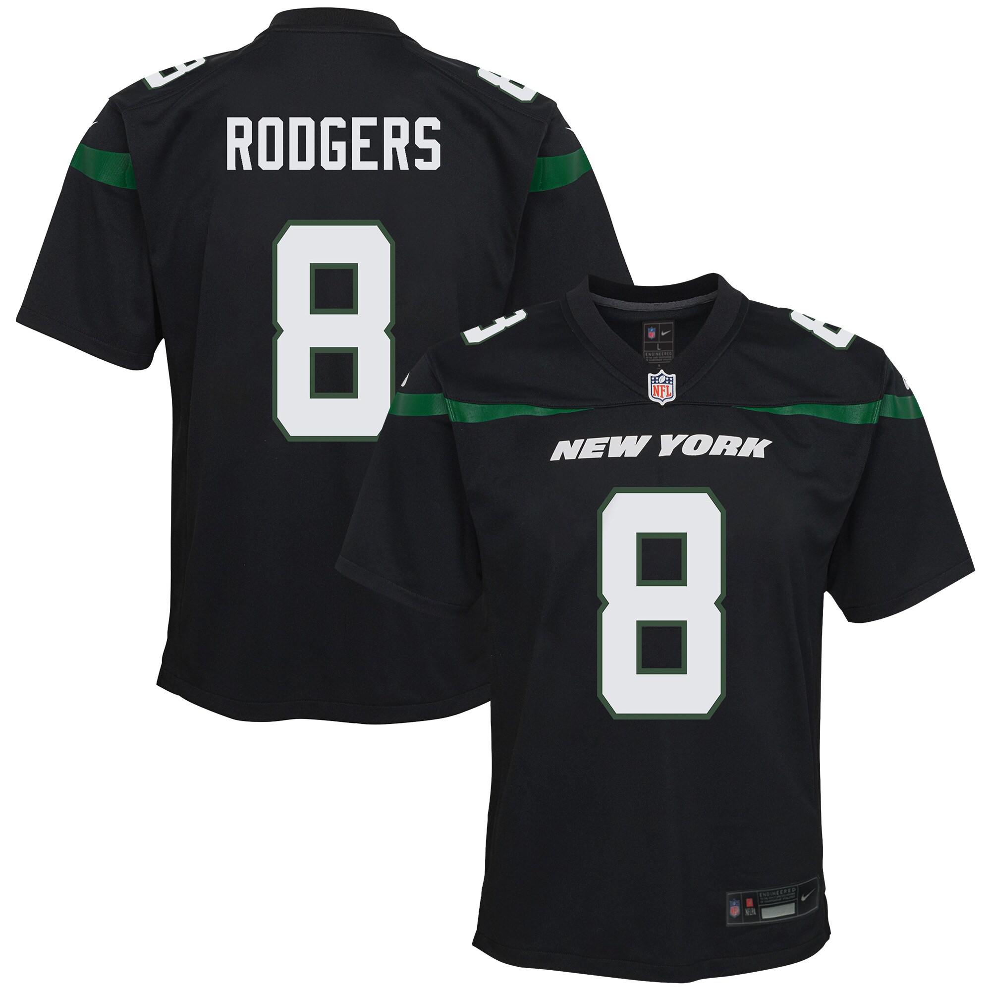 Aaron Rodgers New York Jets Youth Game Jersey - Gotham Green