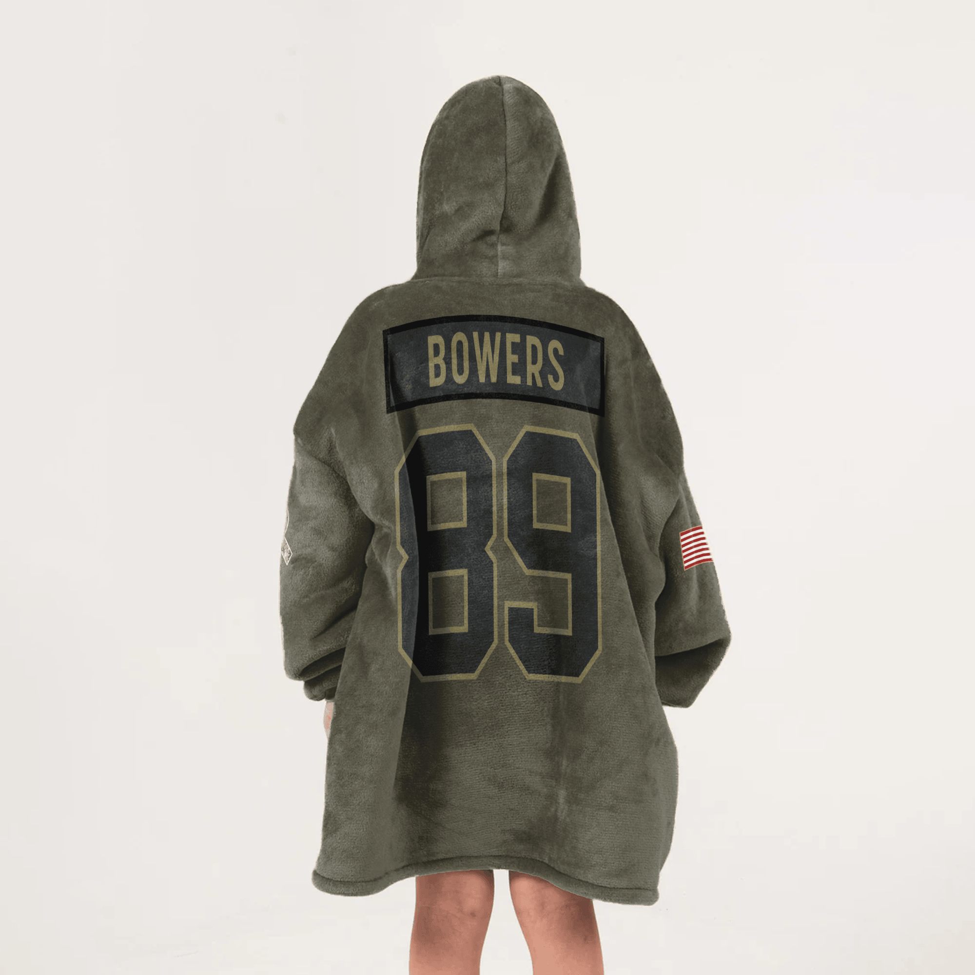 Kid B.B 89 Las Vegas Football Blanket Hoodie – Olive Salute to Service