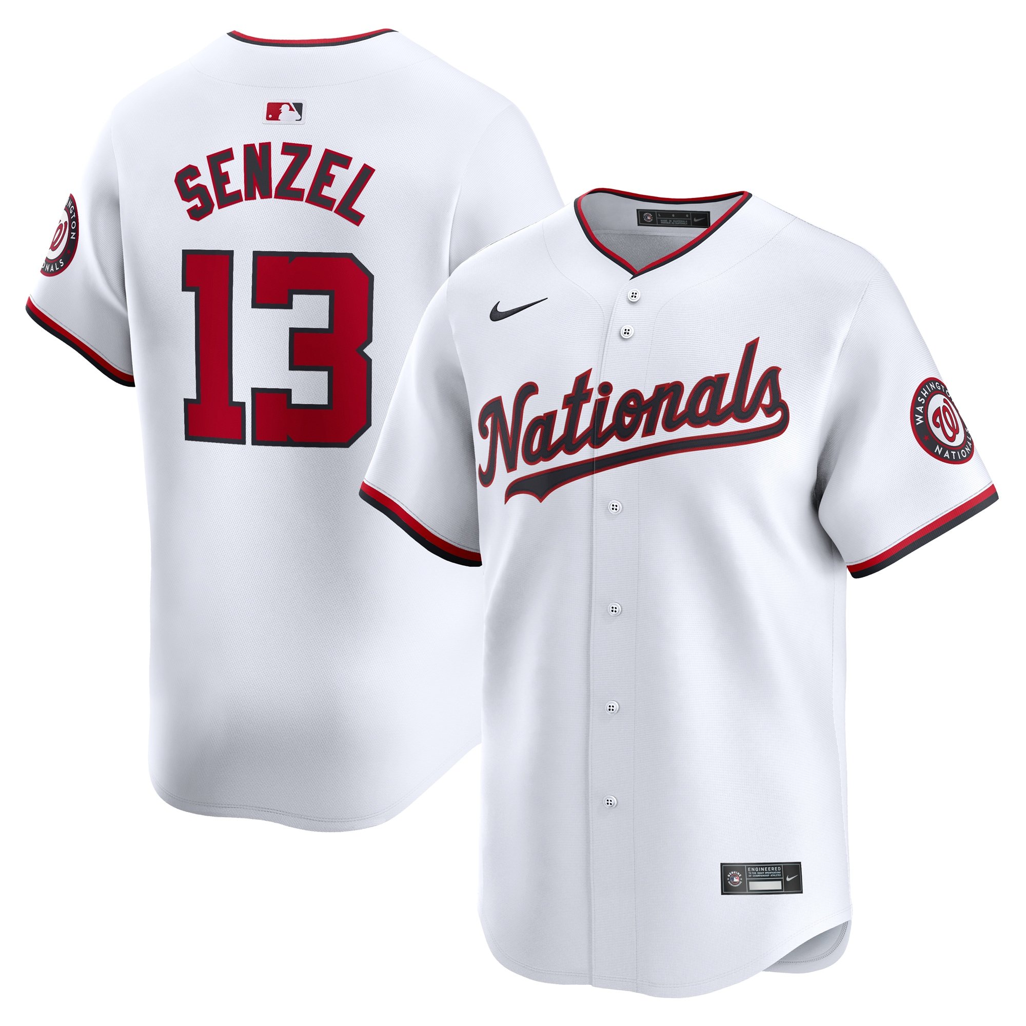 Men's Washington Nationals Nick Senzel  White Home Limited Player Jersey