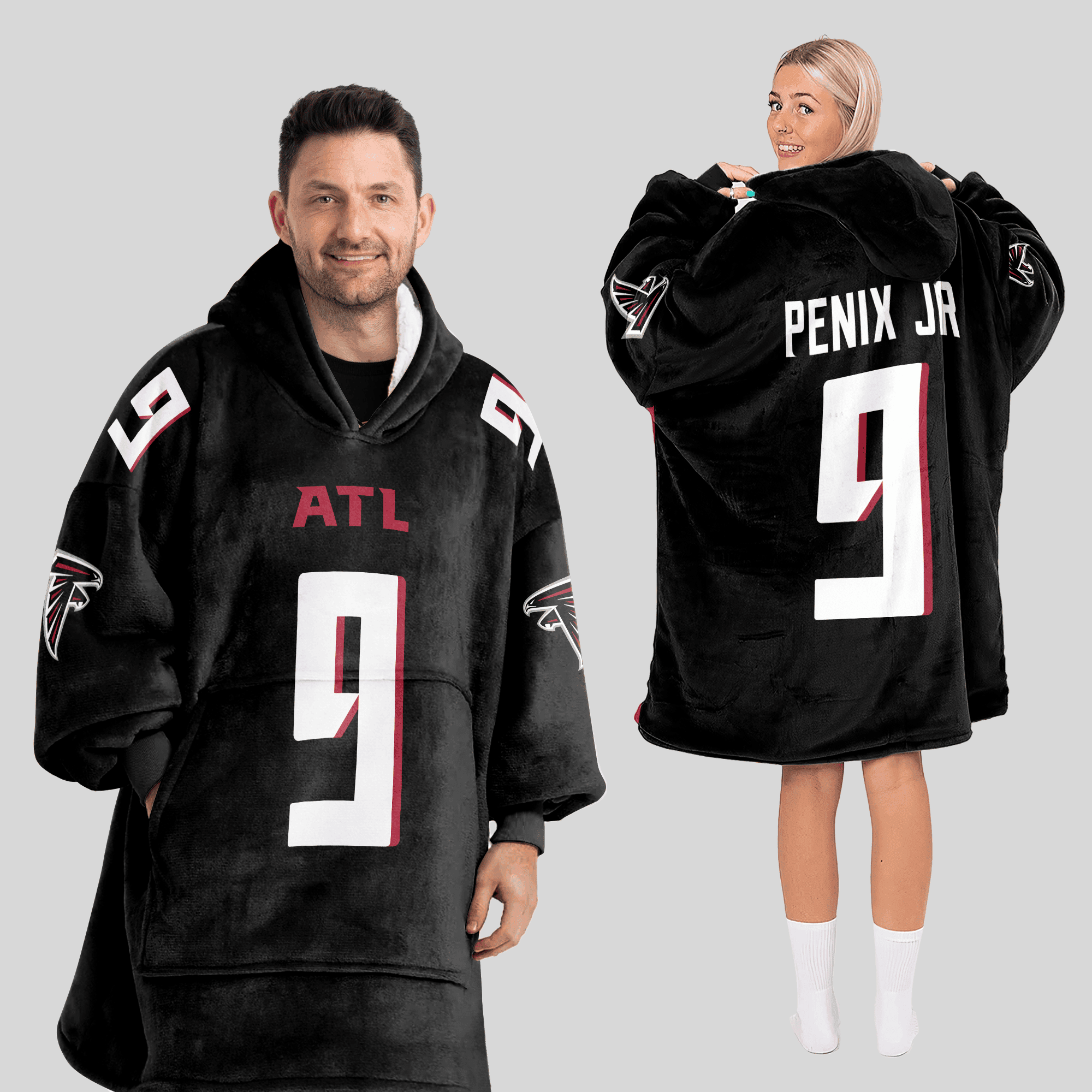 Adult 9 Atlanta Football Unisex Blanket Hoodie
