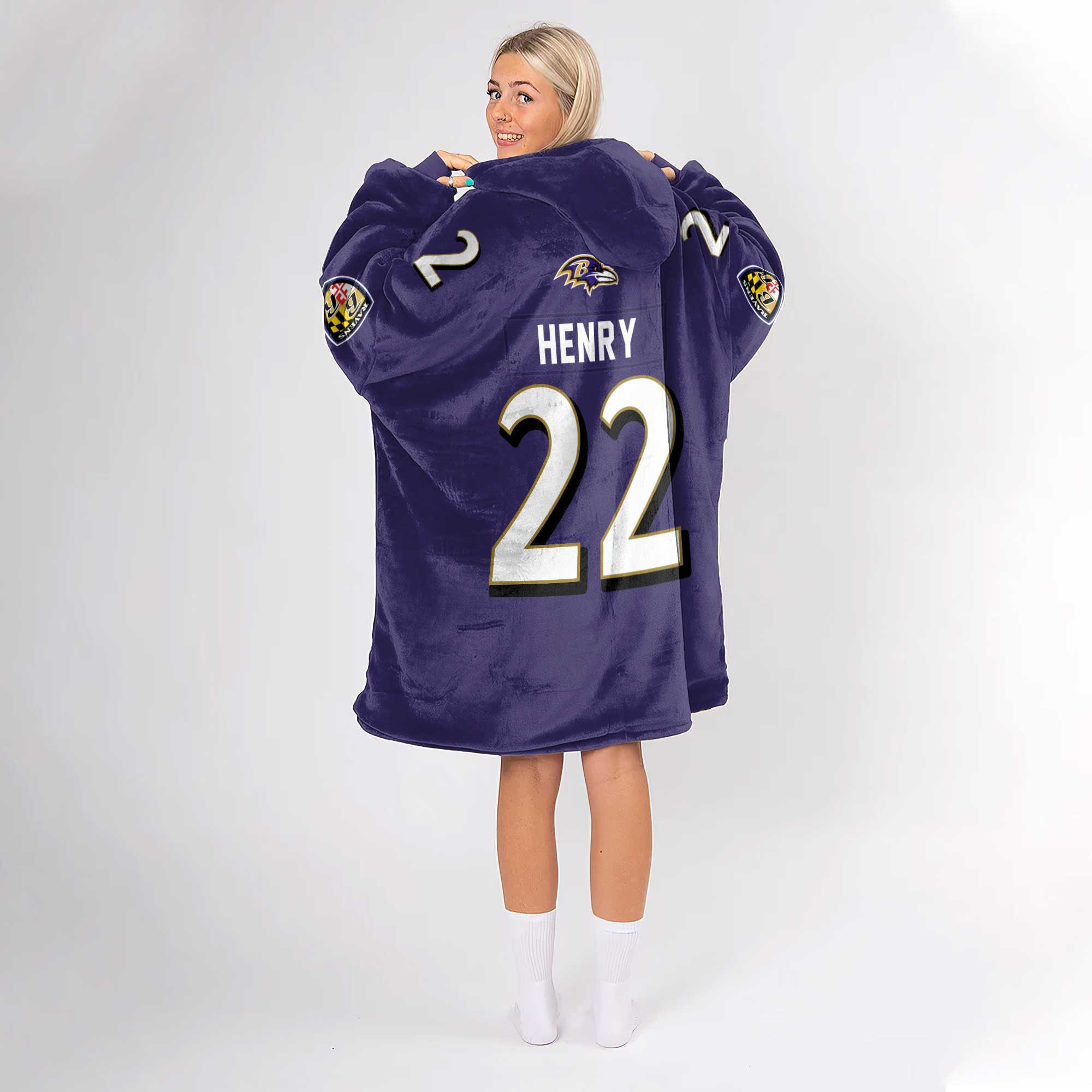Adult 22 Baltimore Football Unisex Blanket Hoodie