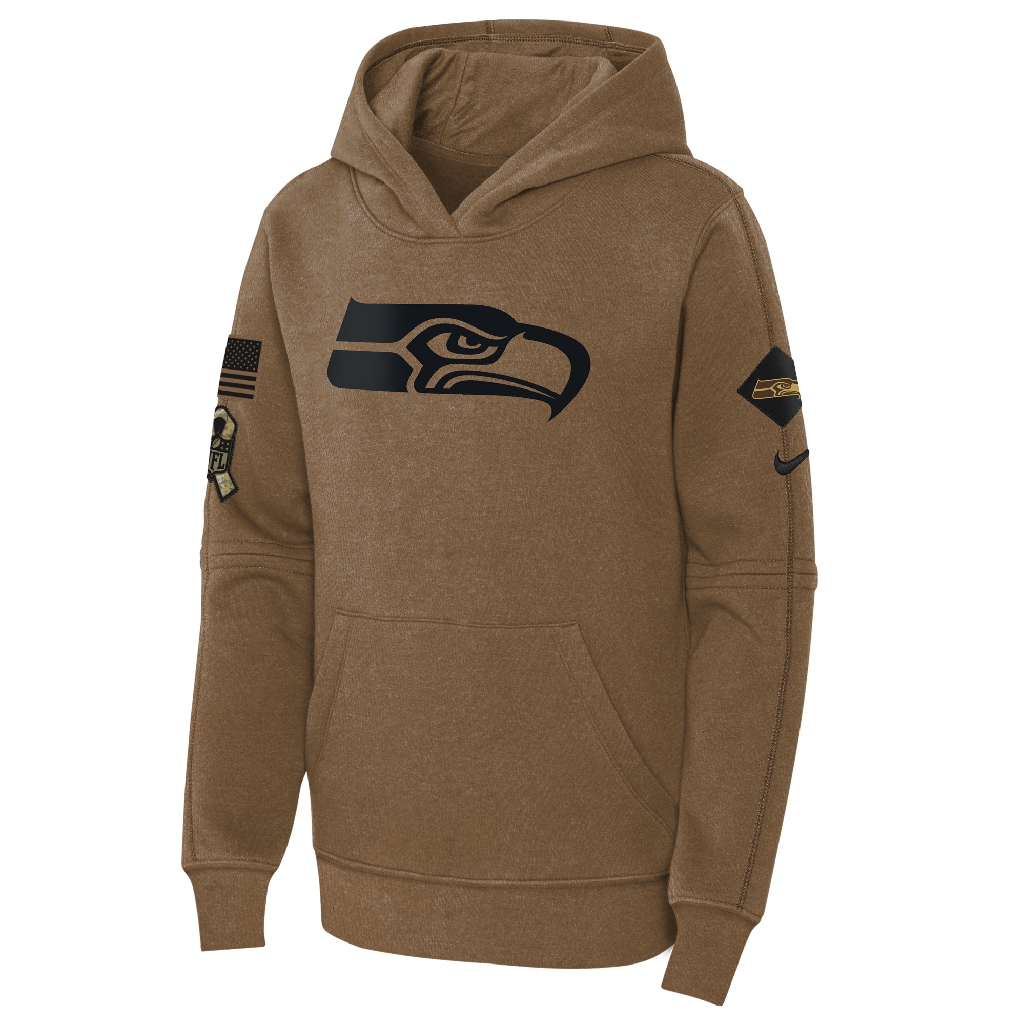 Seattle Seahawks  Youth 2023 Salute to Service Club Fleece Pullover Hoodie - Brown