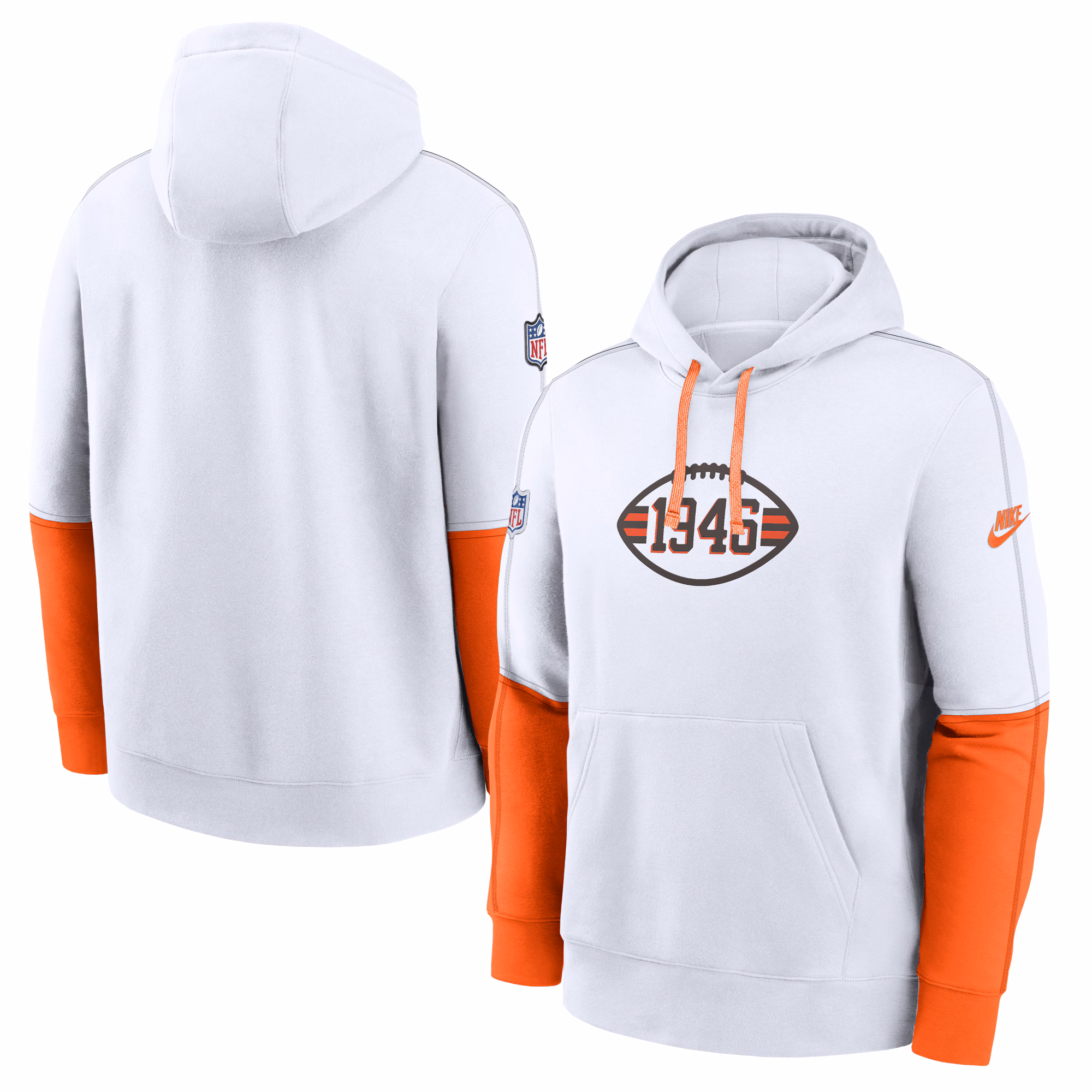Cleveland Browns  Throwback Logo Club Tri-Blend Pullover Hoodie - White