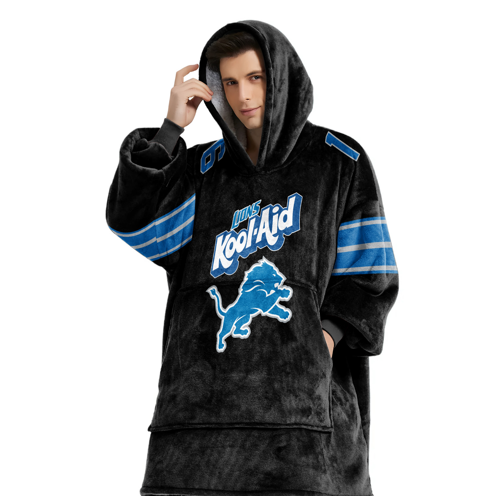 Adult 16 Detroit Lions Football Unisex Blanket Hoodie