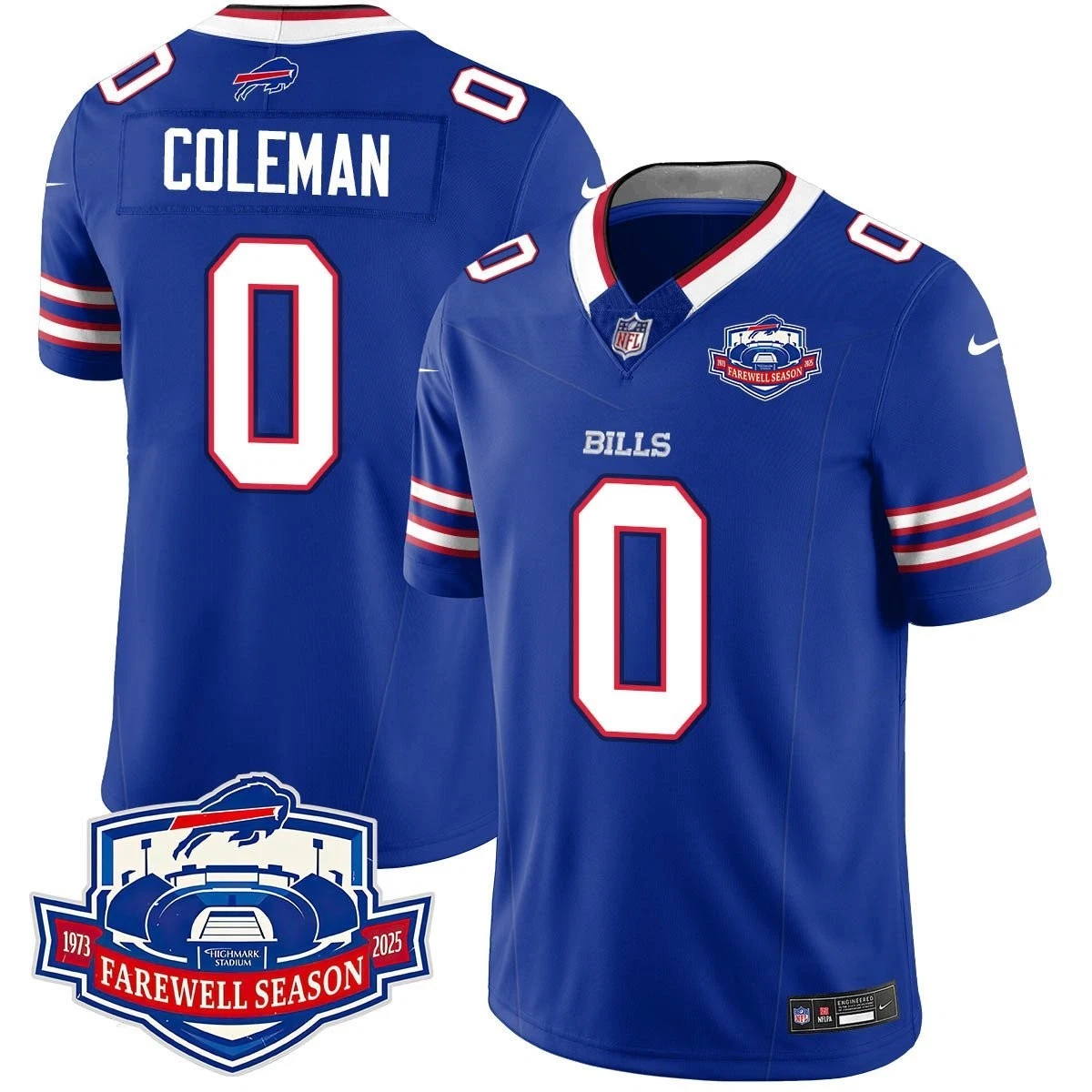 Men's Bills #0 Keon Coleman 2025 Farewell Season All Stitched Jersey Blue