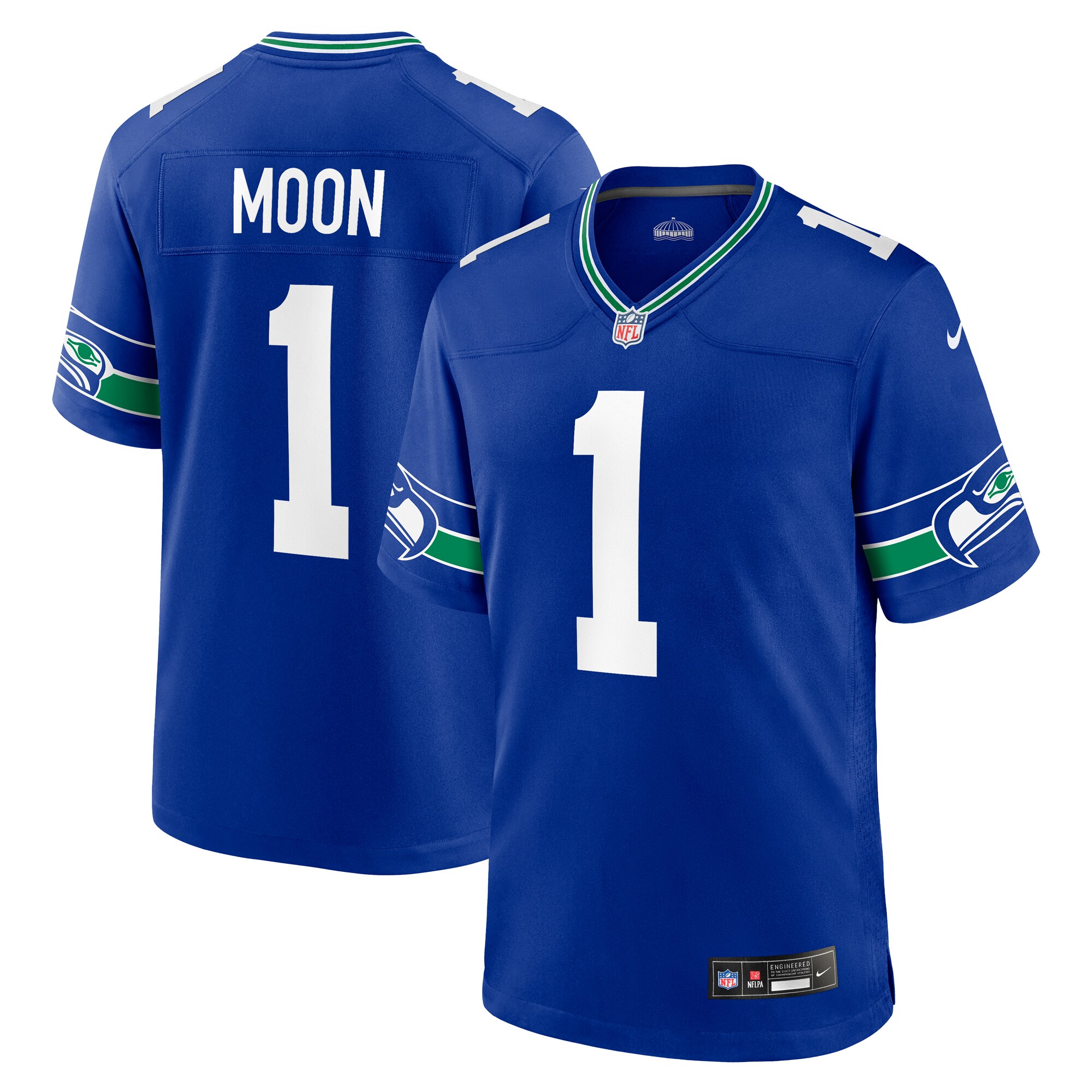 Warren Moon Seattle Seahawks Throwback Retired Player Game Jersey - Royal