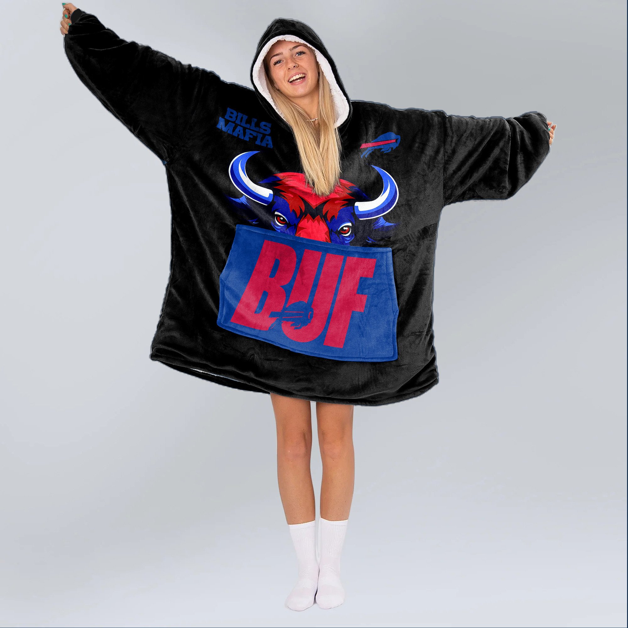 Adult Buffalo Football Unisex Blanket Hoodie
