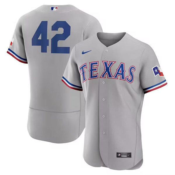 Men's Texas Rangers #42  2023 Jackie Robinson Day Gray Flex Base Jersey