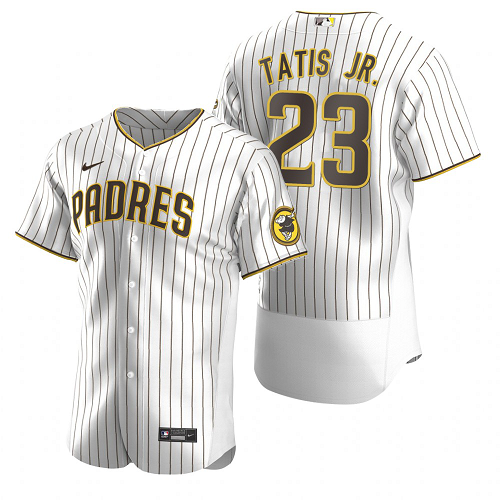 Men's  San Diego Padres #23 Fernando Tatis Jr. White Brown MLB Jersey
