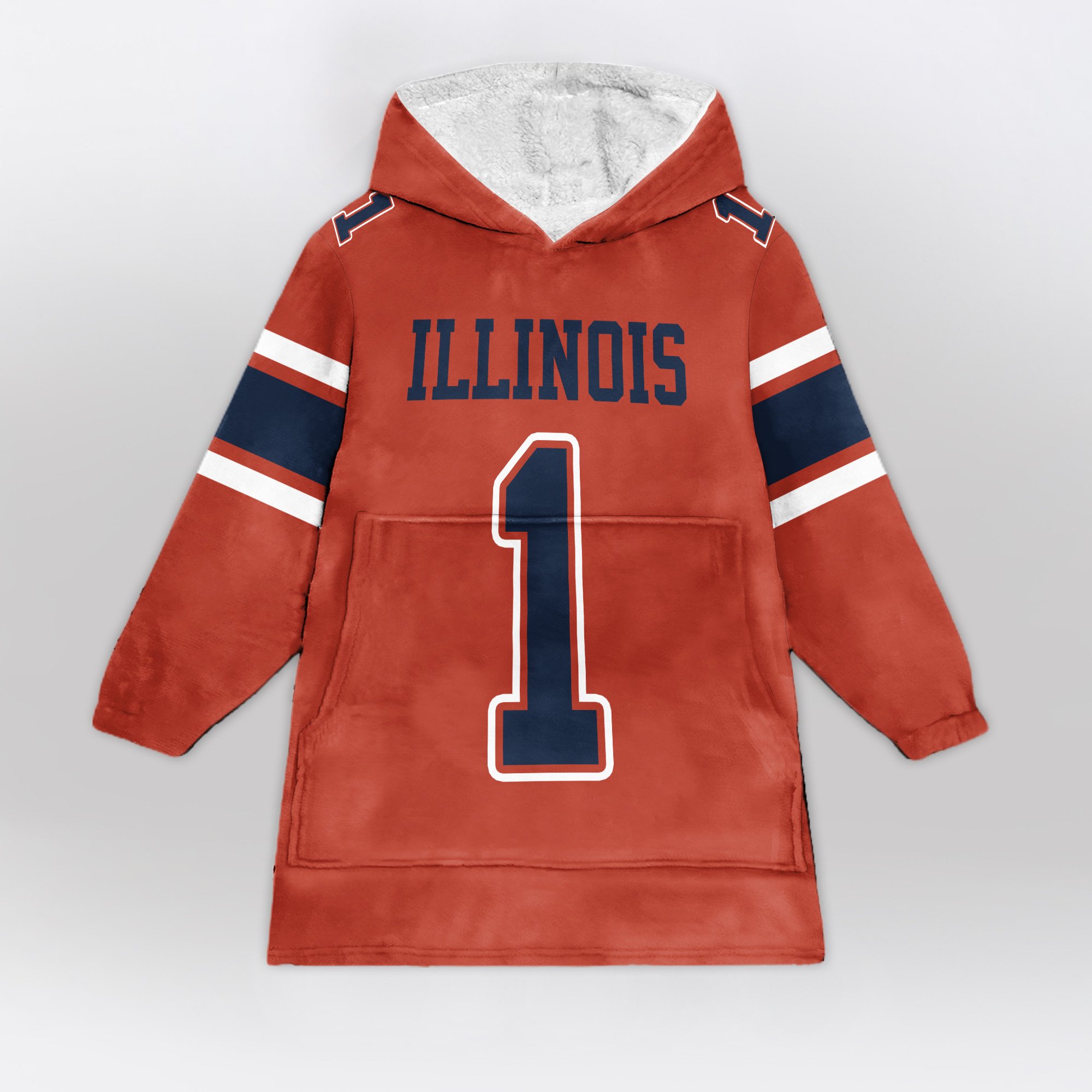 Adult #1 Illinois Football Unisex Blanket Hoodie