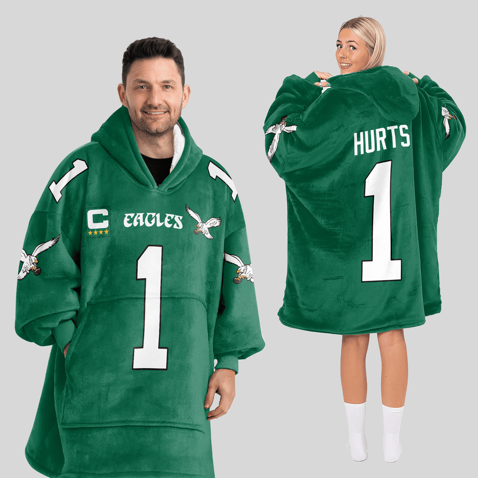 Adult Captain 1 Philadelphia Football Unisex Blanket Hoodie