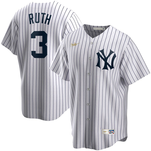 Men's  New York Yankees #3 Babe Ruth Home Cooperstown Collection Player White MLB Jersey