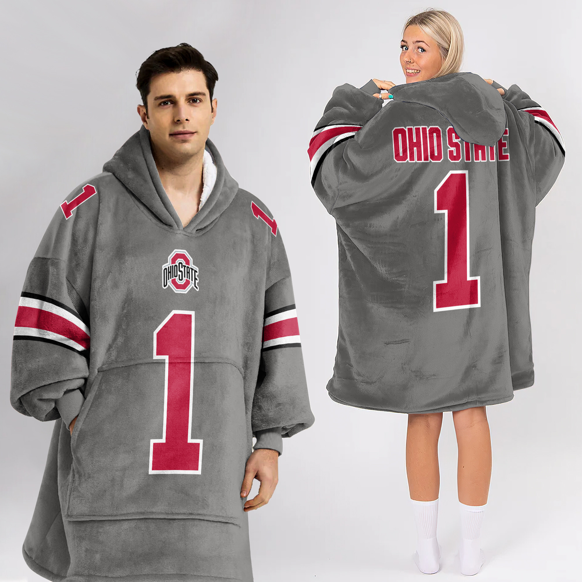 Adult 1 Ohio State Football Unisex Blanket Hoodie